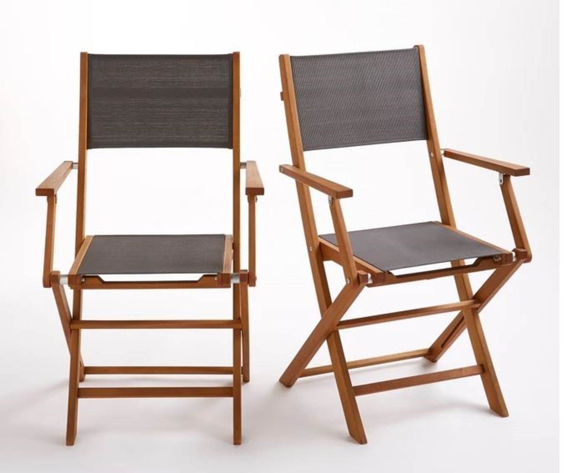 LA REDOUTE FOLDING SOLID WOOD GARDEN CHAIRS (SET OF 2)