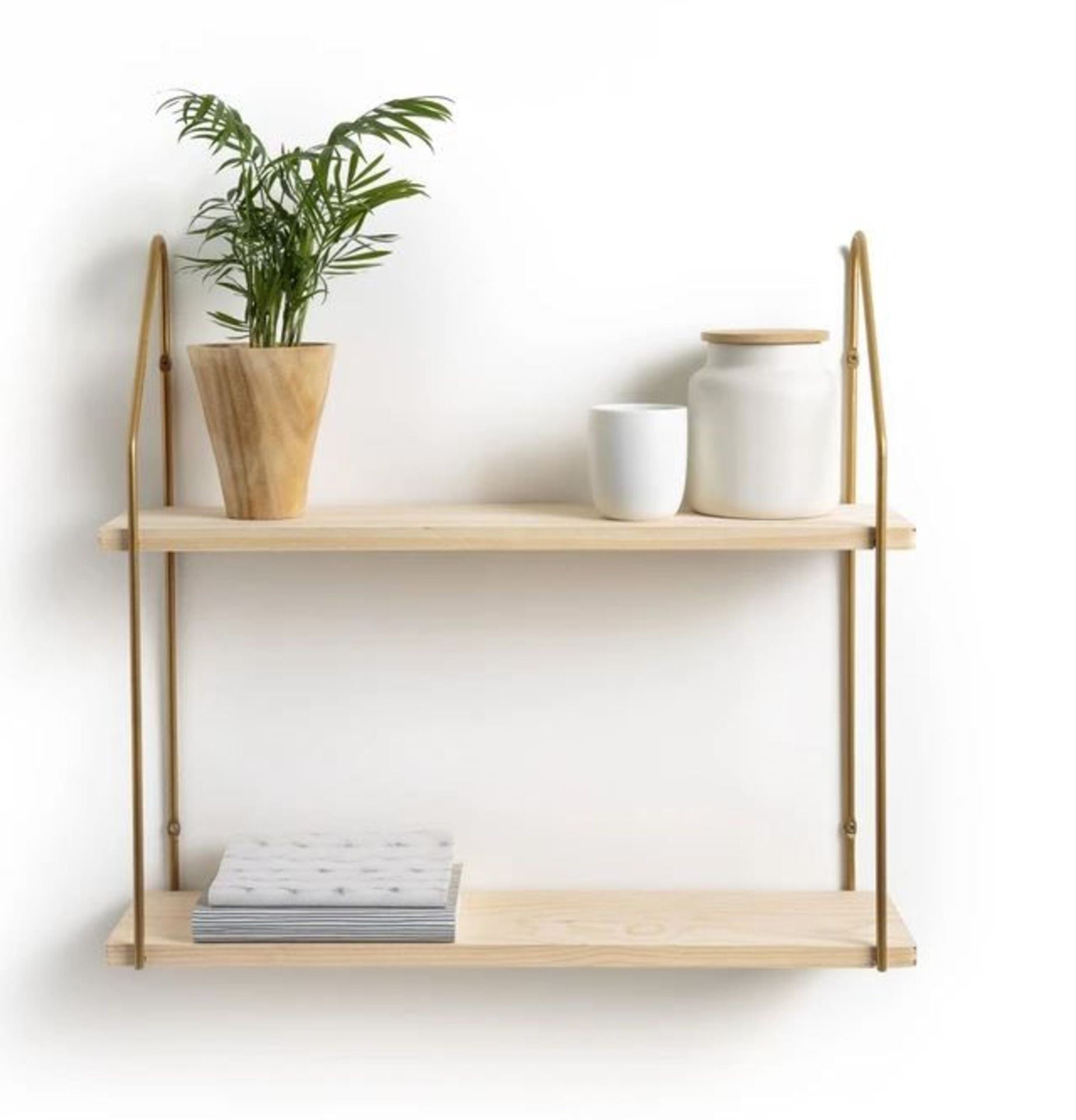 LA REDOUTE VINTO DOUBLE WALL SHELF IN PINE & METAL