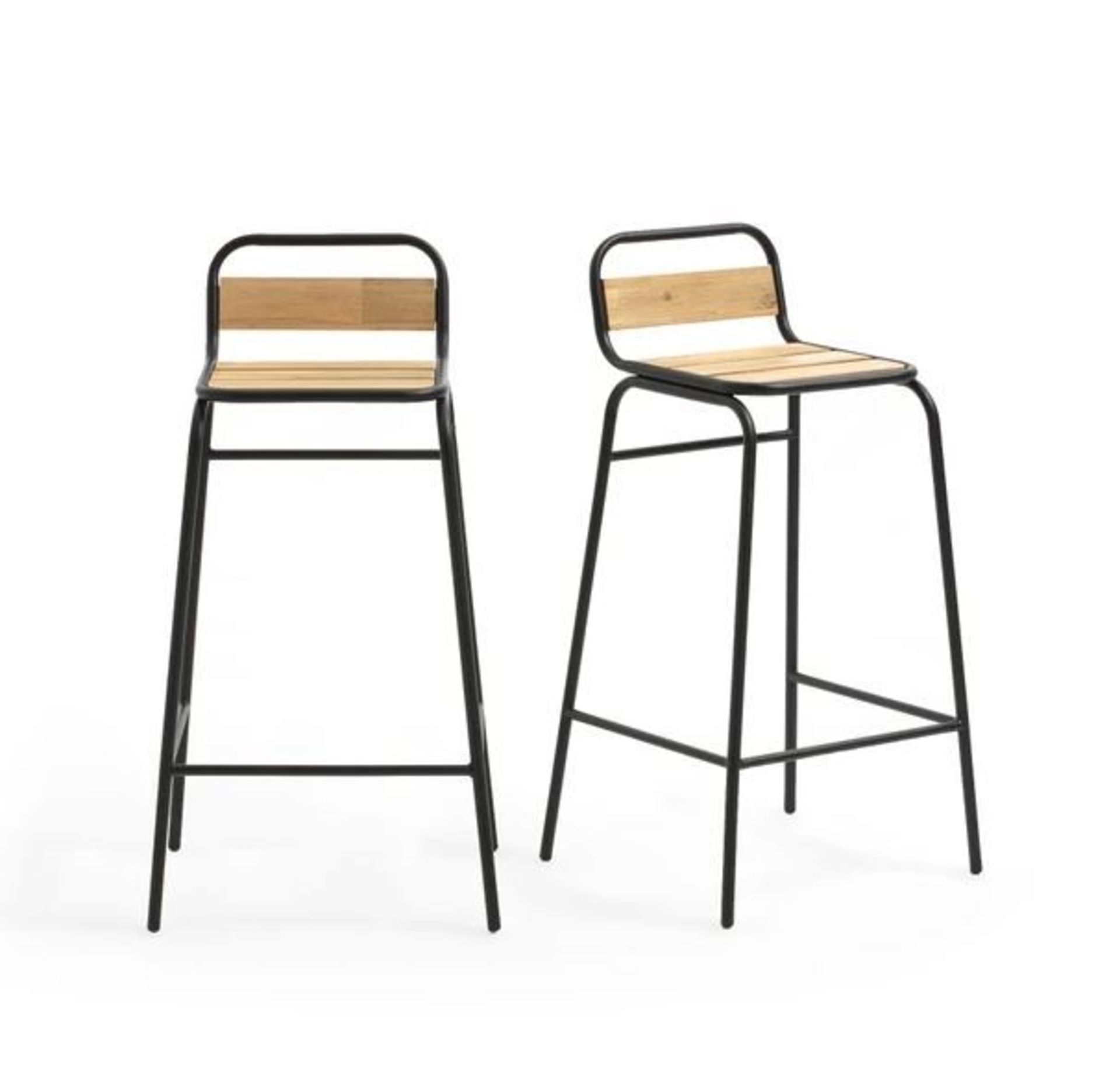 LA REDOUTE HIBA METAL AND WOOD BAR STOOLS (SET OF 2)