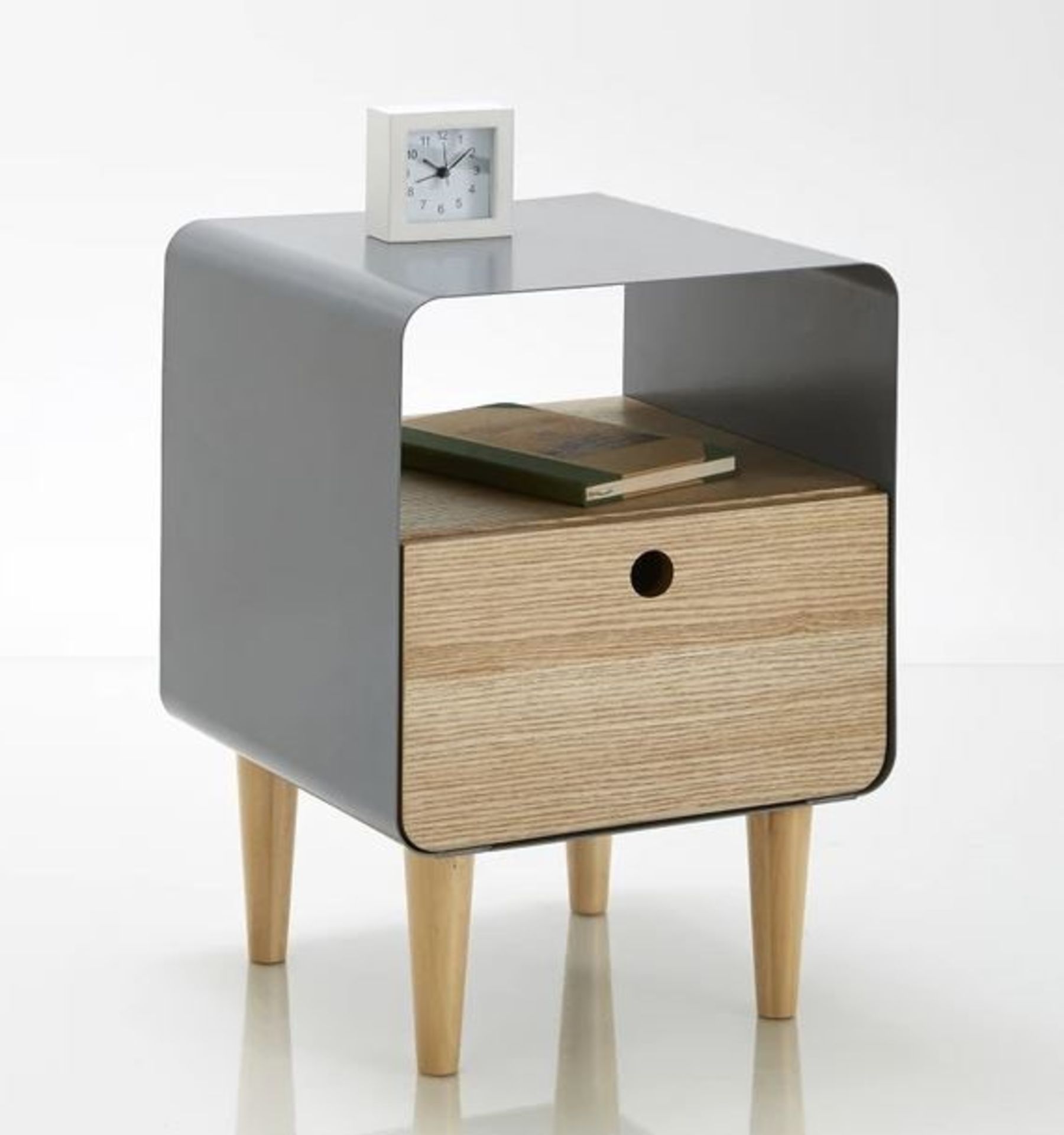 LA REDOUTE JIMI WOOD & METAL BEDSIDE TABLE