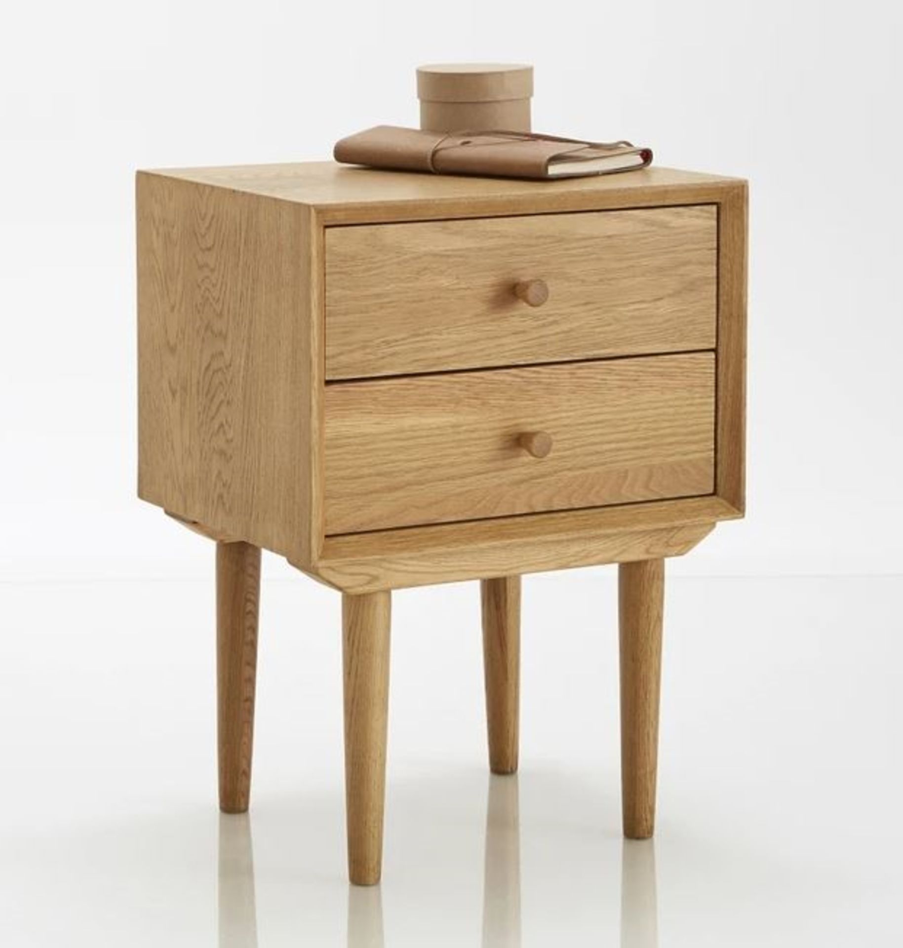 LA REDOUTE QUILDA 2 DRAWER RETRO BEDSIDE TABLE