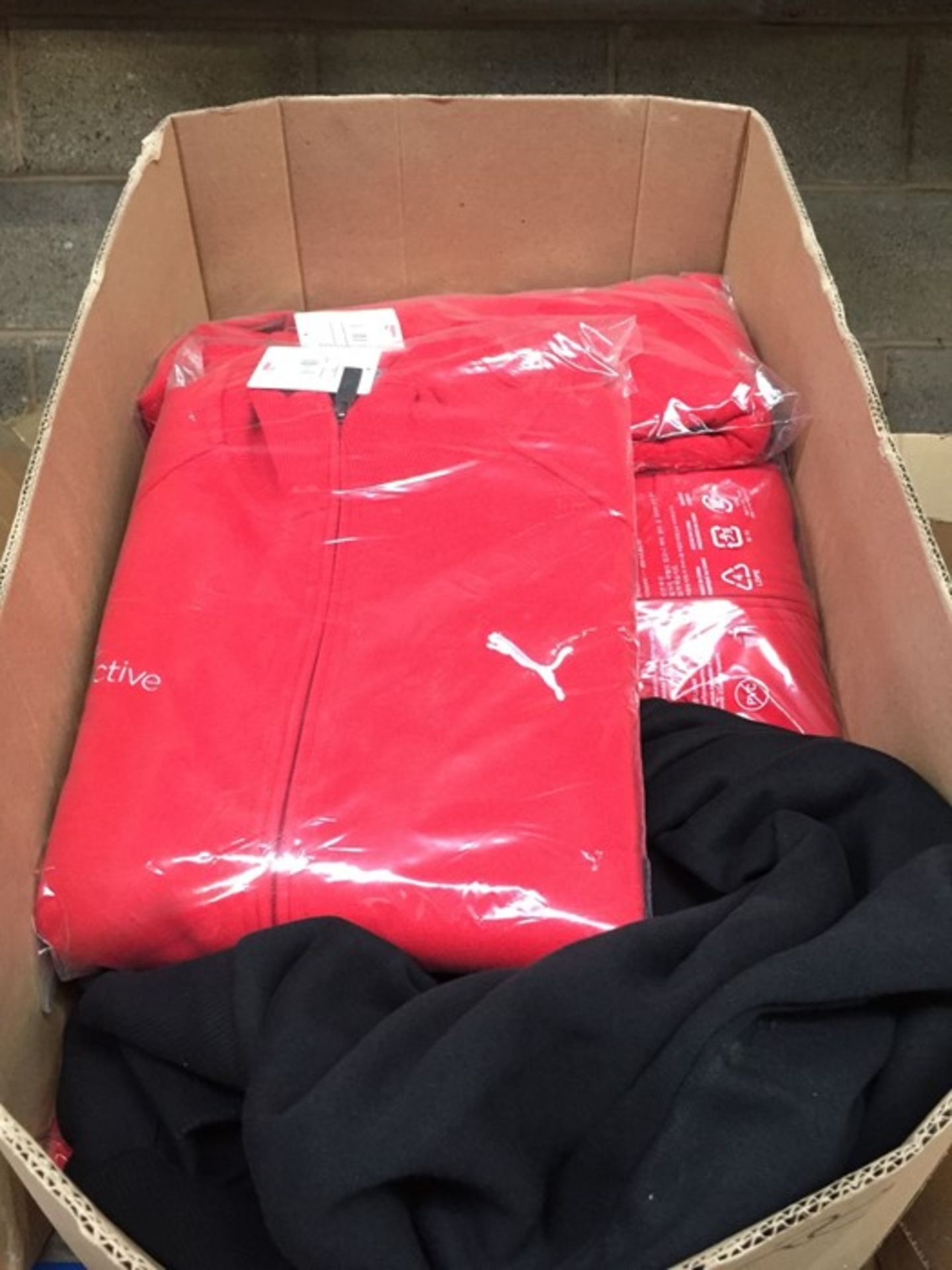 1 LOT TO CONTAIN APPROX 30 MEDIUM RED PUMA / VIRGIN ACTIVE TRACKSUIT TOPS IN THICK MATERIAL - BAGGED