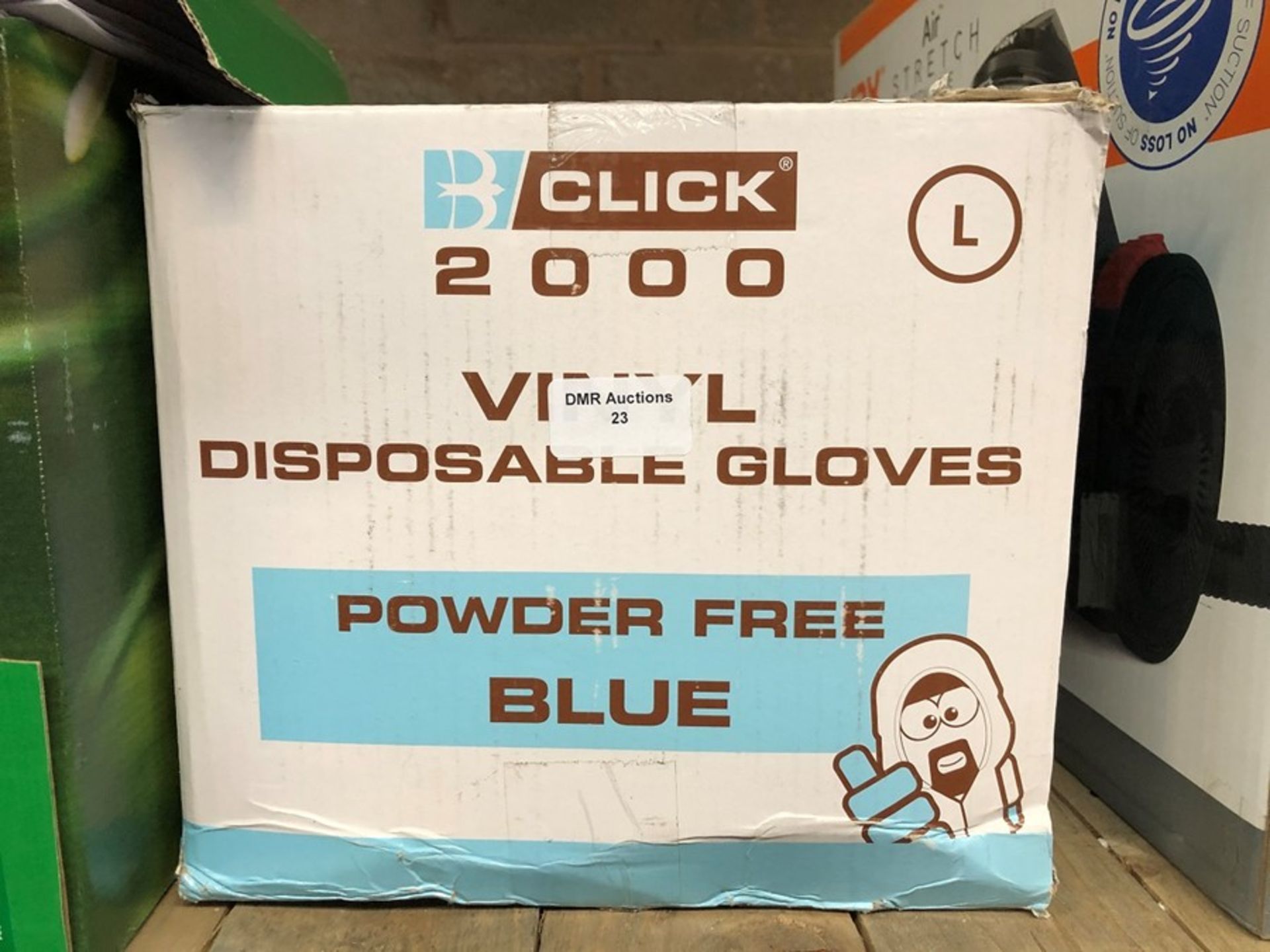 1 LOT TO CONTAIN 1 X BOX CLICK 2000 VINYL DISPOSABLE GLOVES POWDER FREE IN BLUE - 1000 PAIRS -