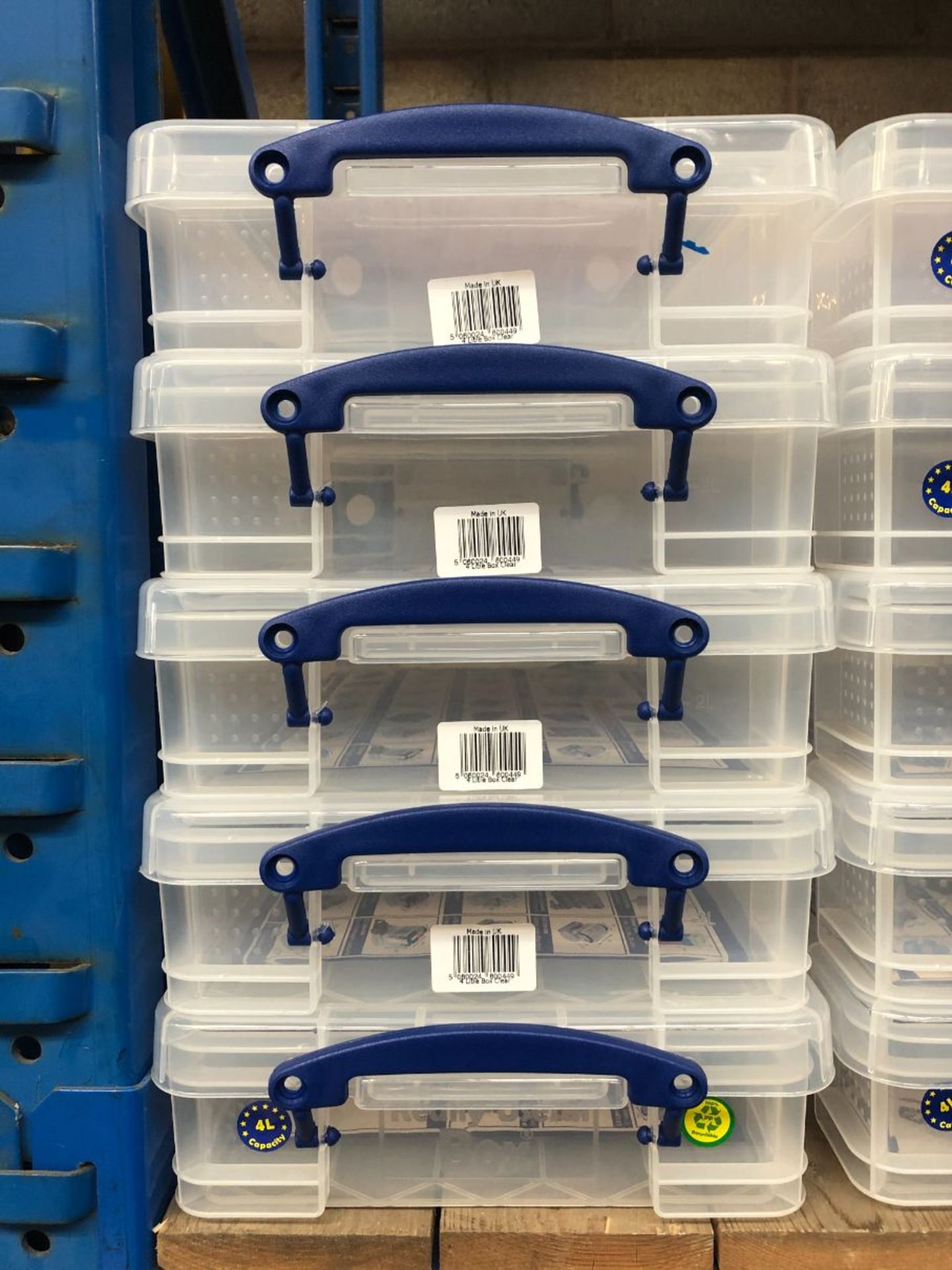 5 X 4L CLEAR PLASTIC STORAGE BOXES