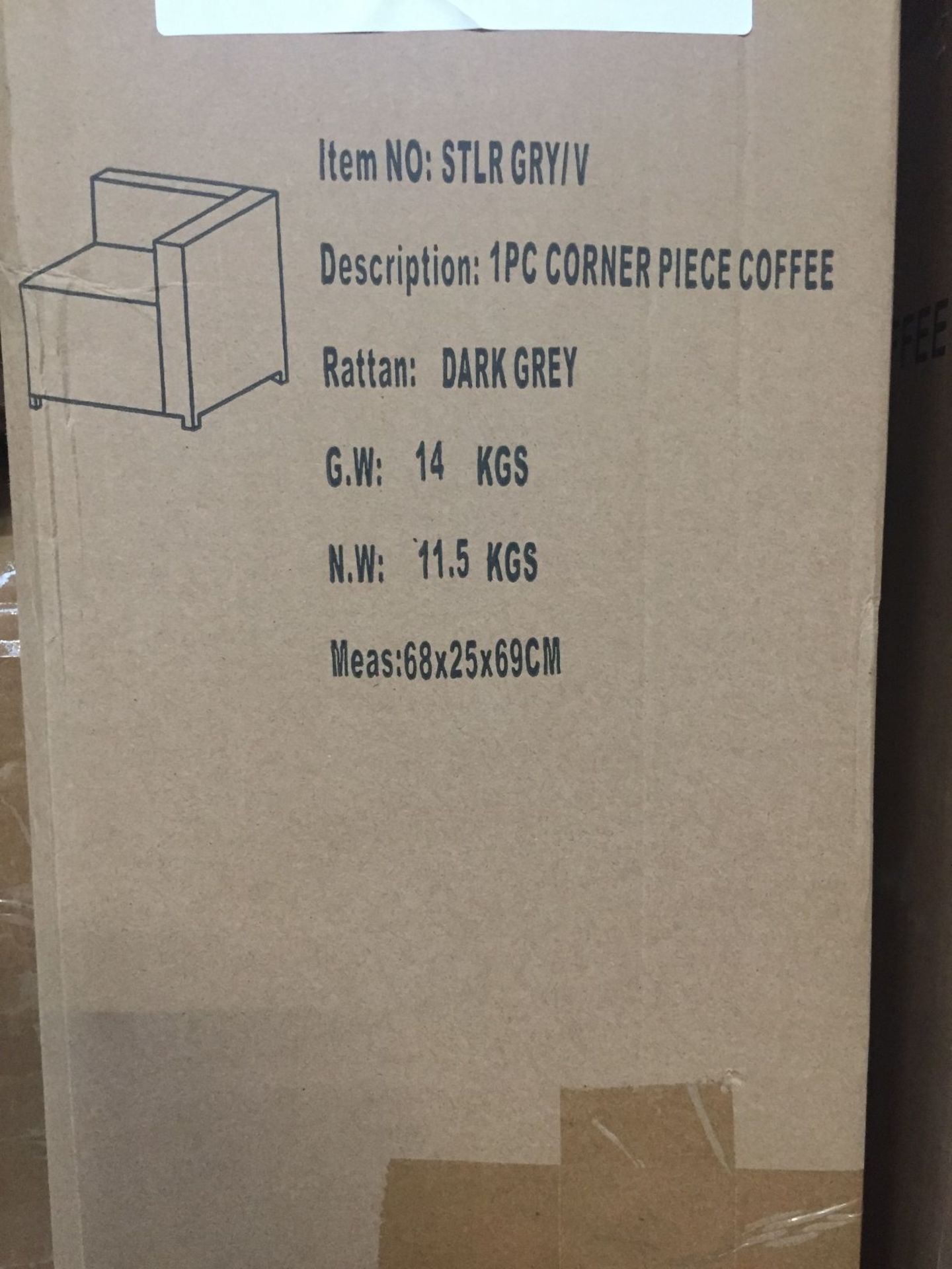 1 LOT TO CONTAIN 1PC CORNER PIECE COFFEE RATTAN IS DARK GREY - BOXED