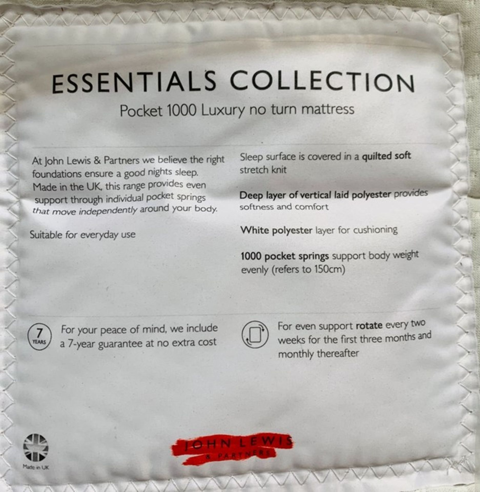 JOHN LEWIS ESSENTIALS COLLECTION POCKET 1000 KING SIZE MATTRESS