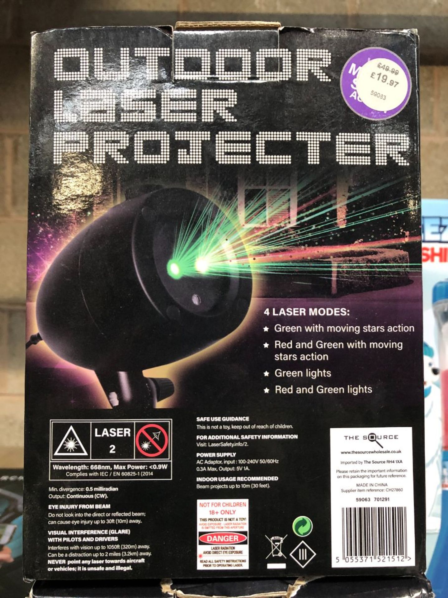 6 X OUTDOOR LASER PROJECTORS / COMBINED RRP £120.00 / UNTESTED CUSTOMER RETURNS