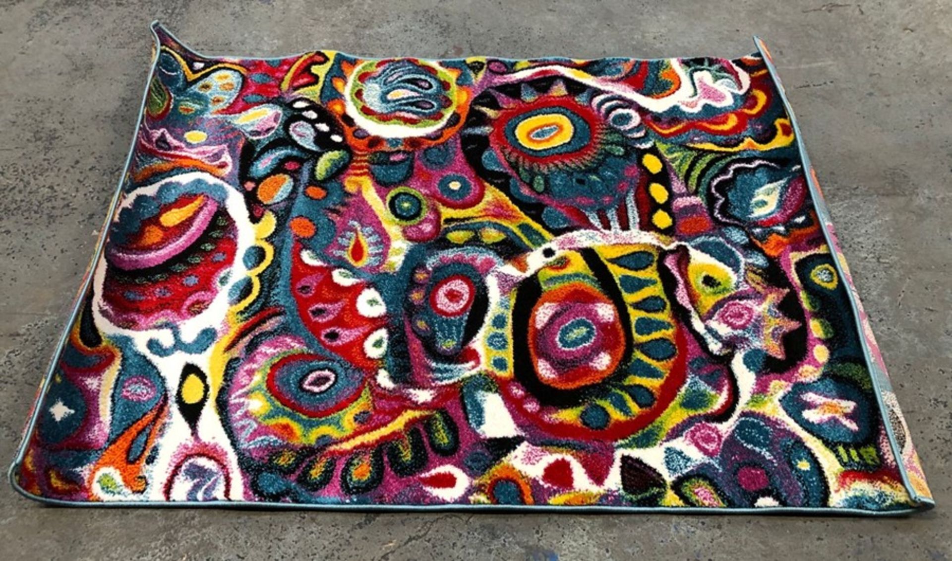 LA REDOUTE JEWEL BRIGHT ABSTRACT PSYCHADELIC RUG / SIZE: 120 X 170CM