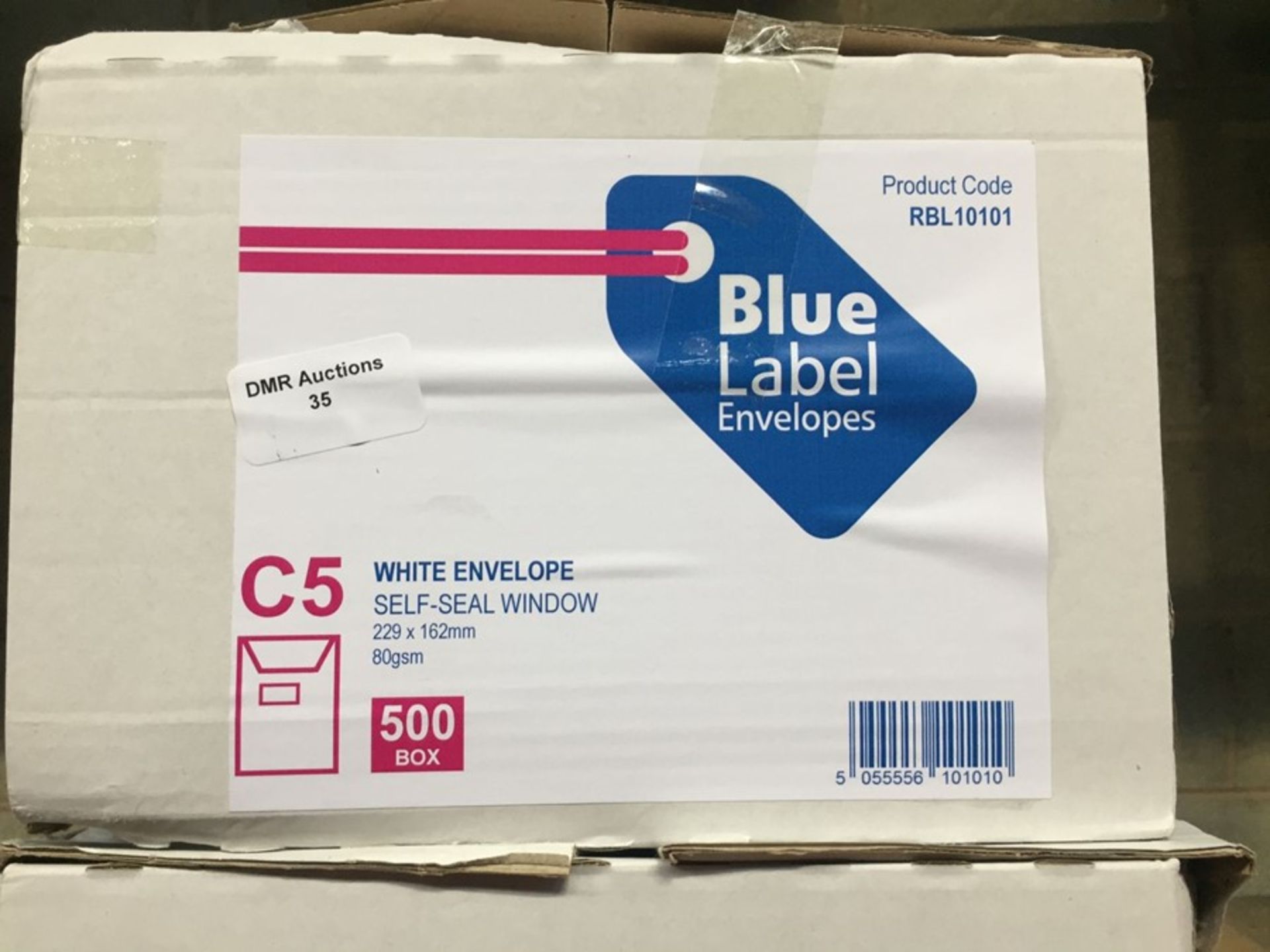 1 LOT TO CONTAIN A BOX OF BLUE LABEL ENVELOPES C5 WHITE ENVELOPES WITH SELF SEAL AND WINDOW - L3