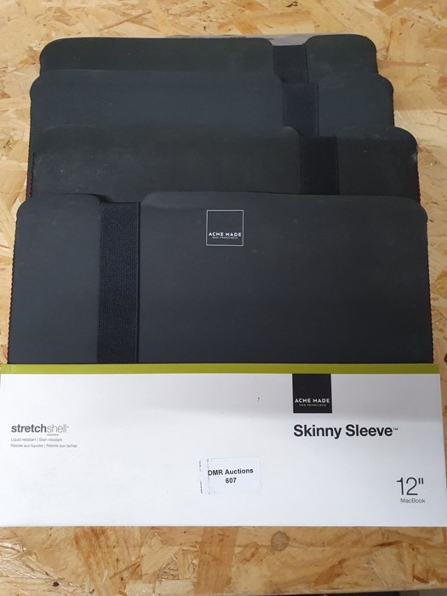 ONE LOT TO CONTAIN FIVE (X5) 12" MACBOOK 'ACME MADE' BLACK SKINNY SLEEVES. ALL AS NEW IN ORIGINAL