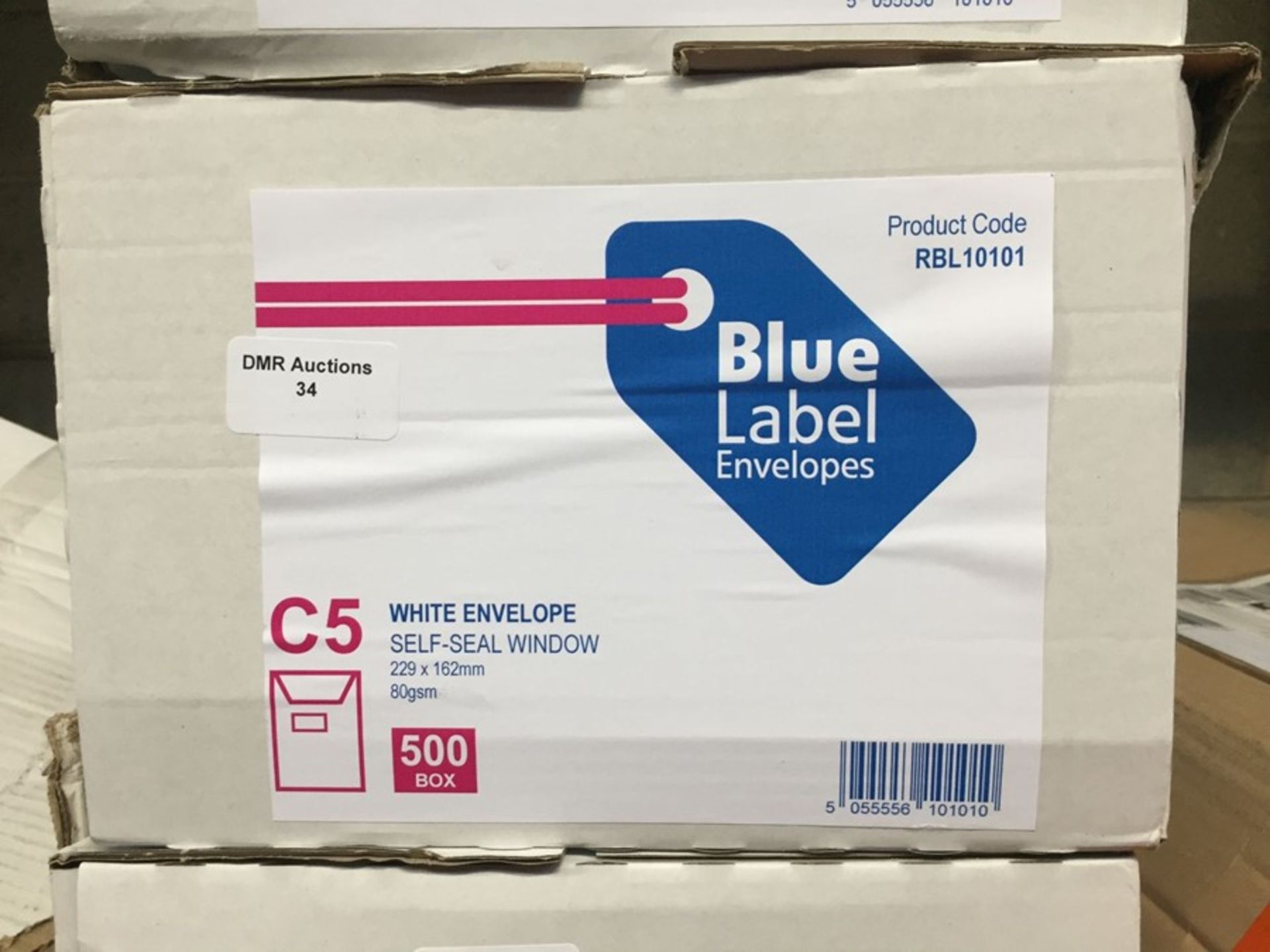 1 LOT TO CONTAIN A BOX OF BLUE LABEL ENVELOPES C5 WHITE ENVELOPES WITH SELF SEAL AND WINDOW - L3