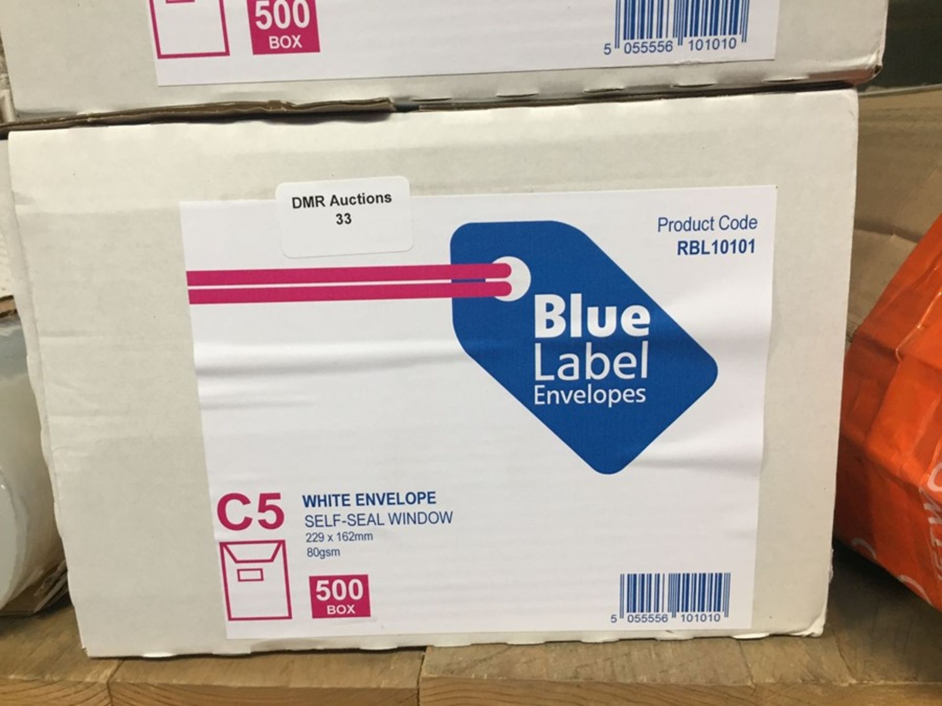 1 LOT TO CONTAIN A BOX OF BLUE LABEL ENVELOPES C5 WHITE ENVELOPES WITH SELF SEAL AND WINDOW - L3