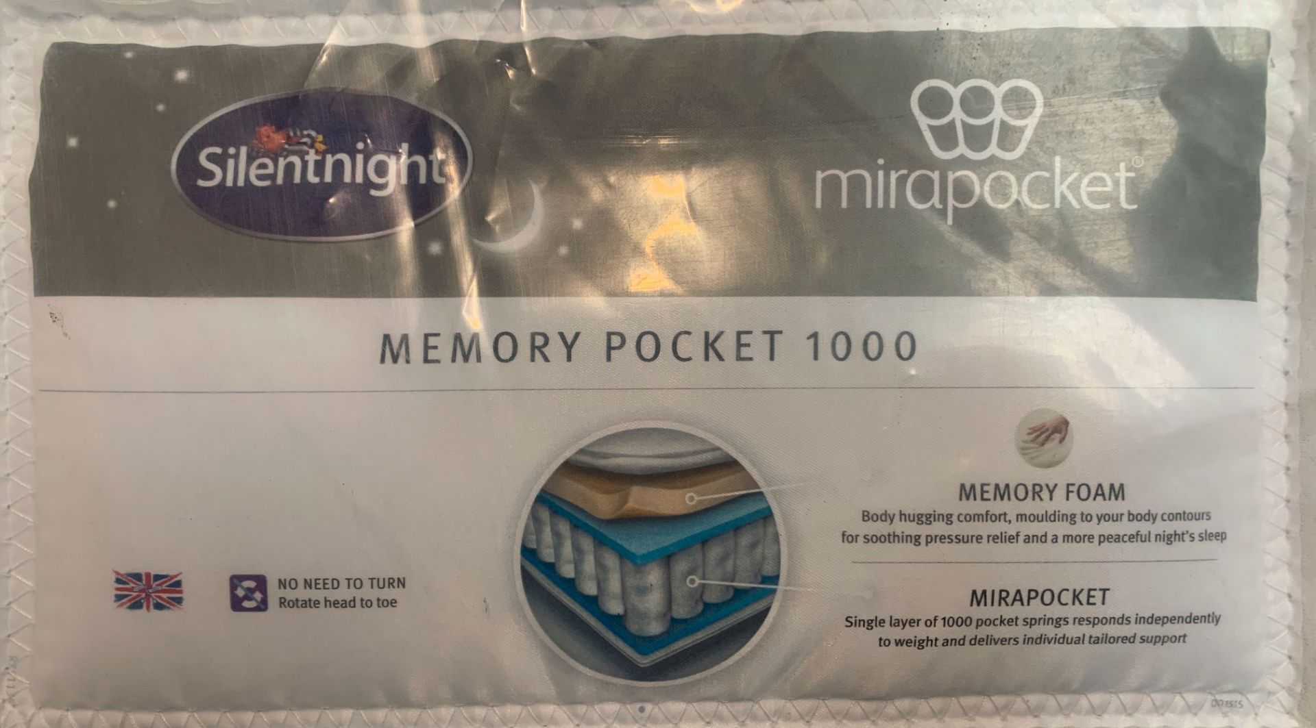 SILENTNIGHT POCKET MEMORY 1000 MATTRESS/ SIZE: DOUBLE - Image 2 of 2