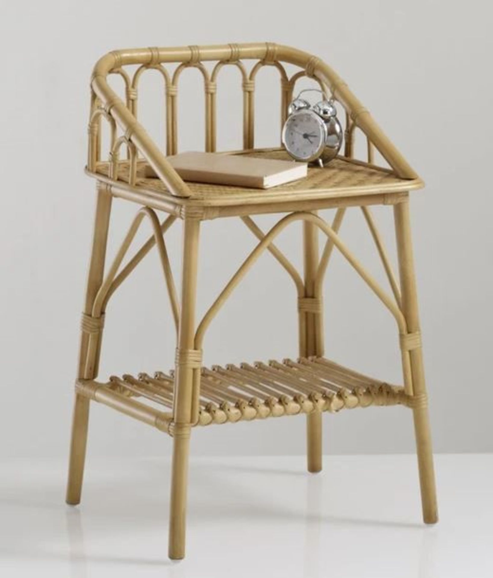 LA REDOUTE MALU VINTAGE RATTAN BEDSIDE TABLE