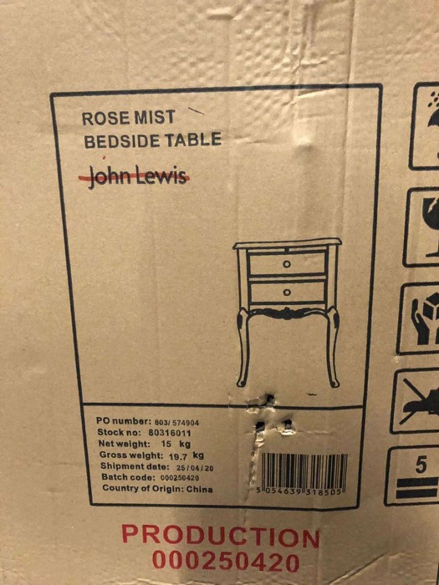 JOHN LEWIS ROSE MIST BEDSIDE TABLE - Image 2 of 3