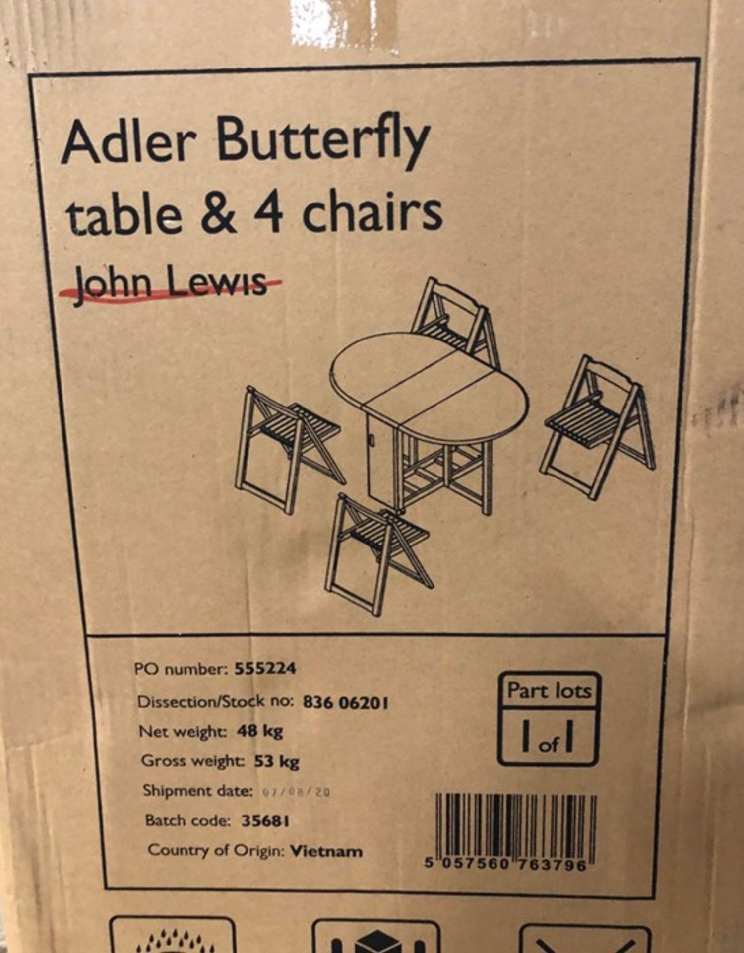 JOHN LEWIS ADLER BUTTERFLY DROP LEAF FOLDING DINING TABLE & 4 CHAIRS