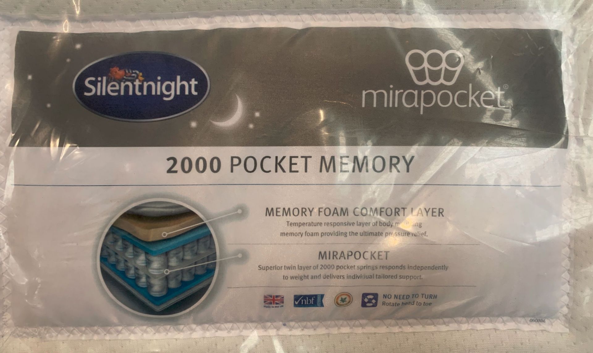 KINGSIZE (5') MADISON MIRAPOCKET 2000 MEMORY MATTRESS - Image 2 of 2