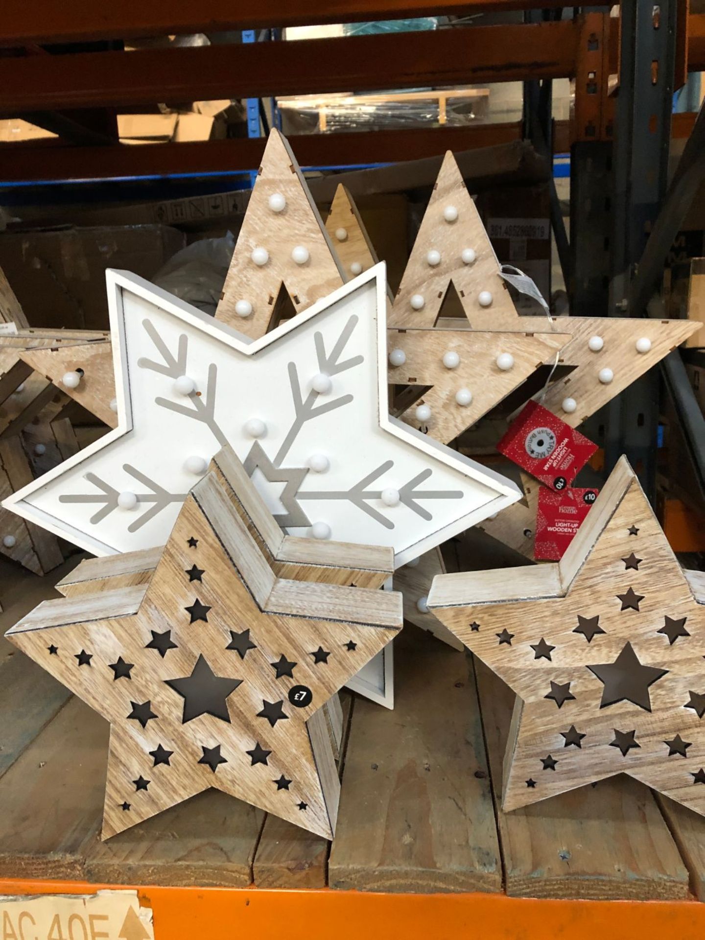 7 X LIGHT-UP AND DECORATIVE STARS / COMBINED RRP £61.00 / CUSTOMER RETURNS (IMAGES ARE FOR