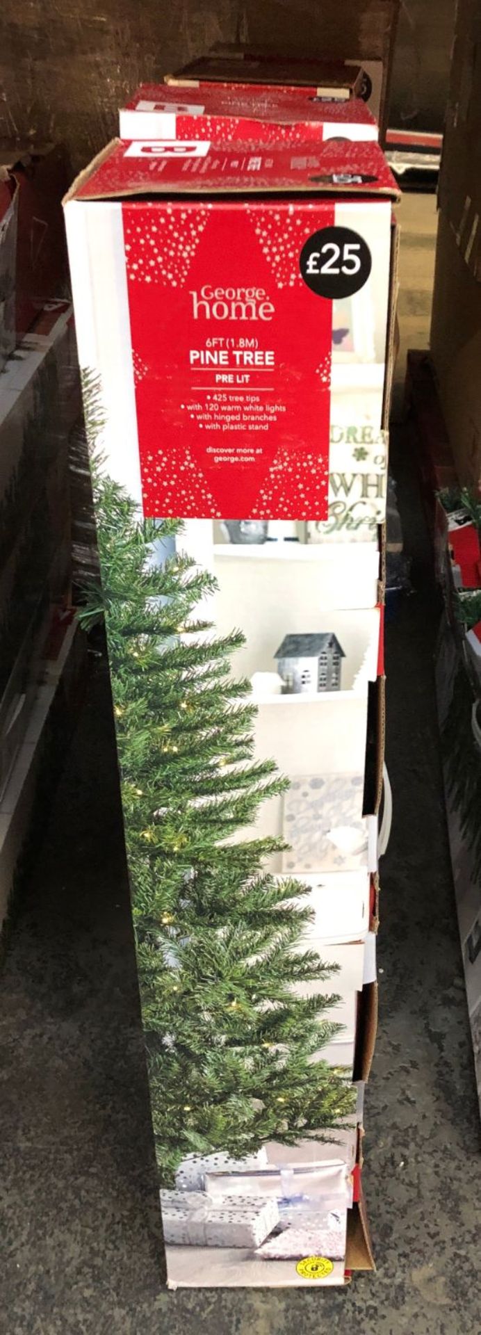 5 X 6FT CHRISTMAS PRE-LIT PINE TREES / COMBINED RRP £125.00 / CUSTOMER RETURNS (IMAGES ARE FOR