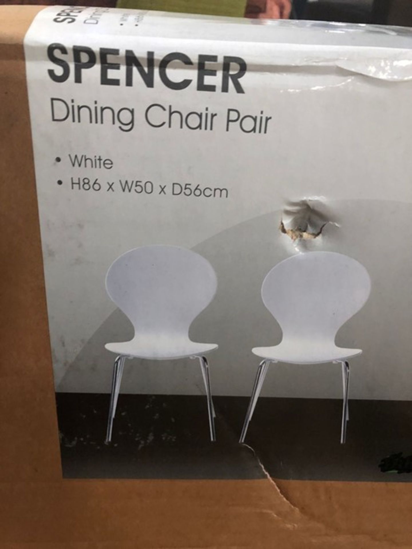 SET OF 4 SPENCER DINING CHAIRS - WHITE / AS NEW