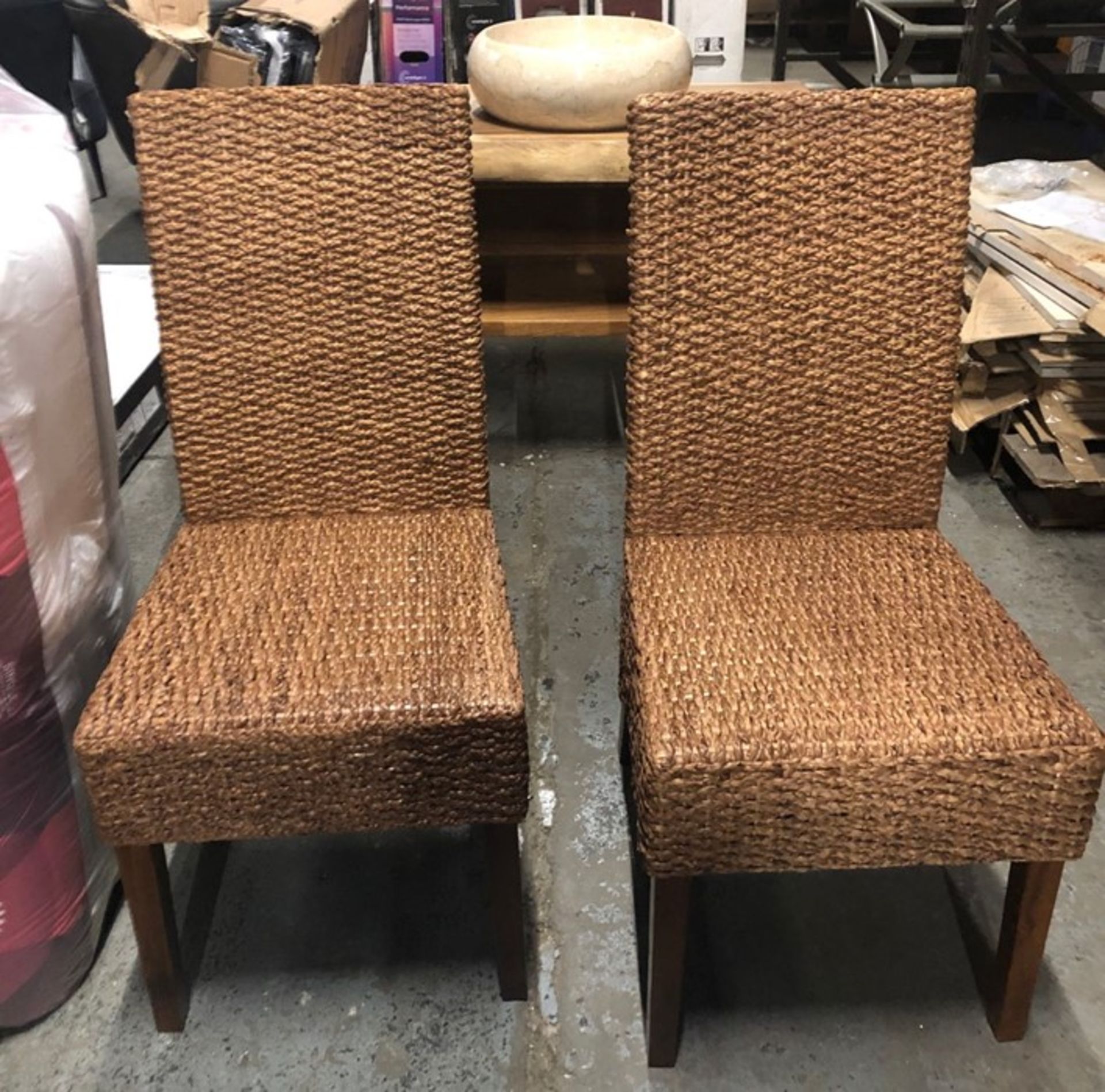 SET OF 2 WEAVE DINING CHAIRS (BOXED) / AS NEW