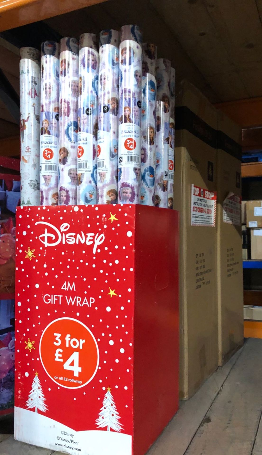 3 X BOXES OF FROZEN 2 WRAPPING PAPER - 36 ROLLS PER BOX / AS NEW