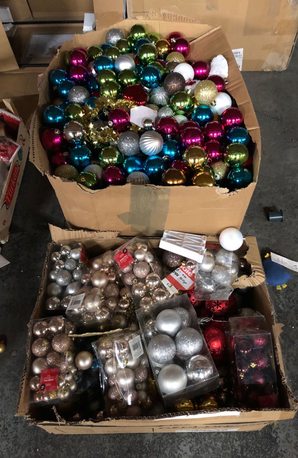 2 X BOXES OF CHRISTMAS BAUBLES