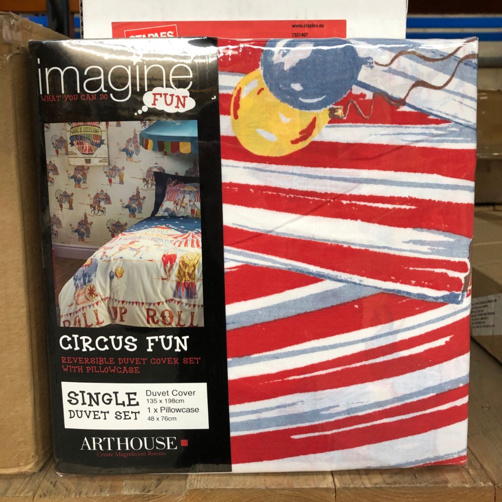 10 X CIRCUS FUN DUVET SETS / SIZE: SINGLE / AS NEW