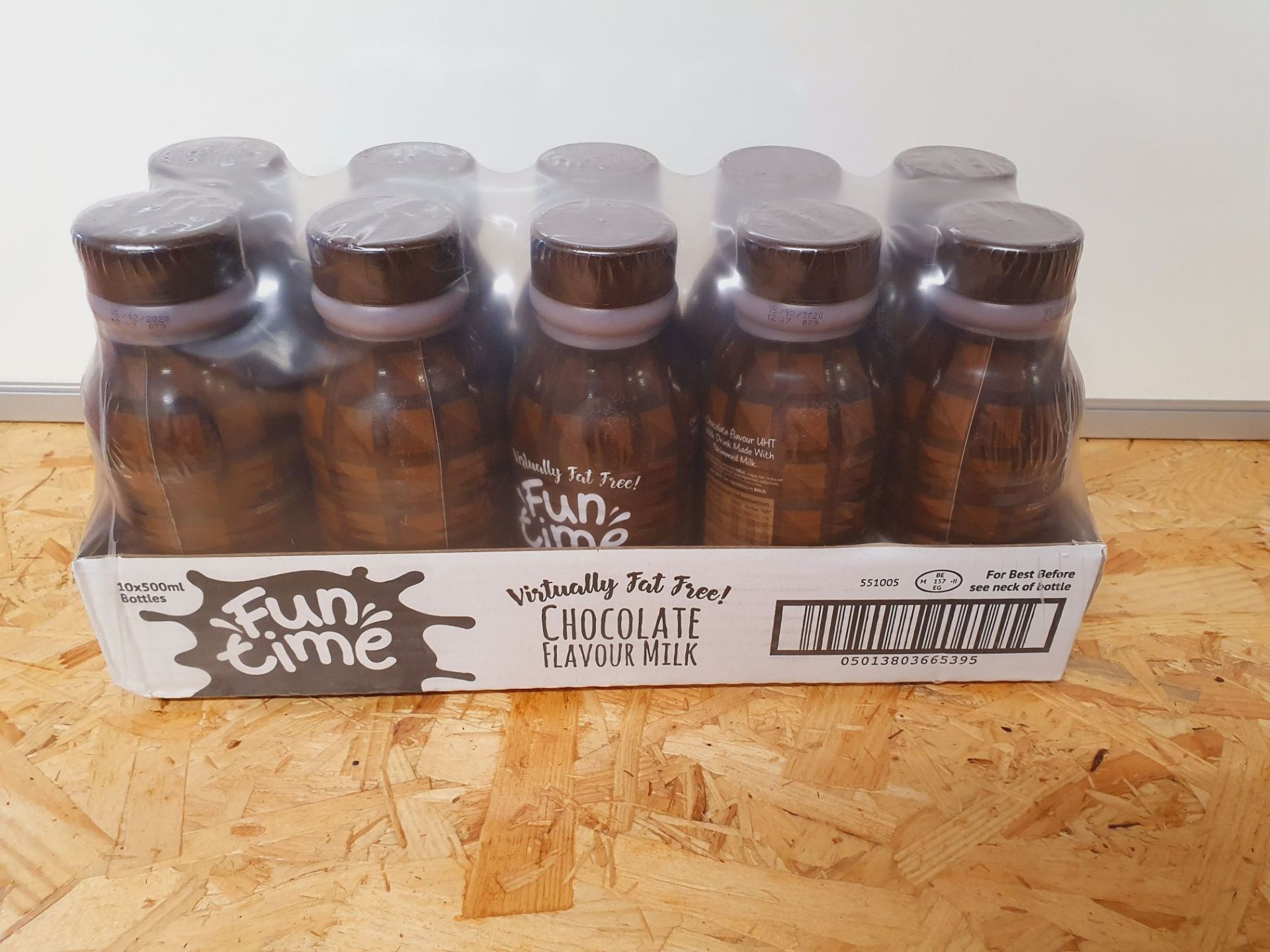 ONE LOT TO CONTAIN ONE CASE OF FUNTIME CHOCOLATE FLAVOUR MILK. 10 BOTTLES PER CASE, 500ML BOTTLES. B
