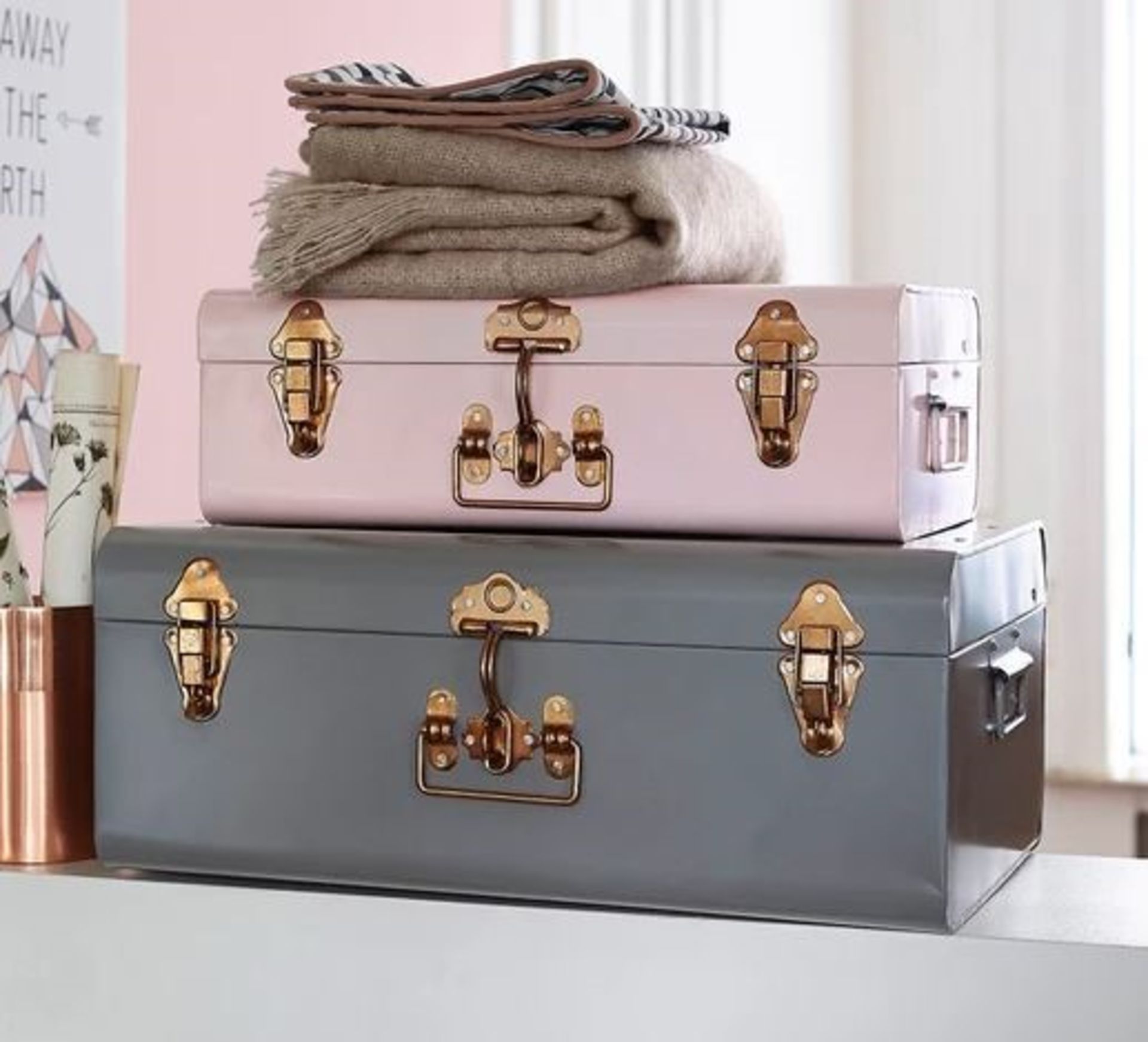 LA REDOUTE ELORI METAL TRUNKS (SET OF 2)