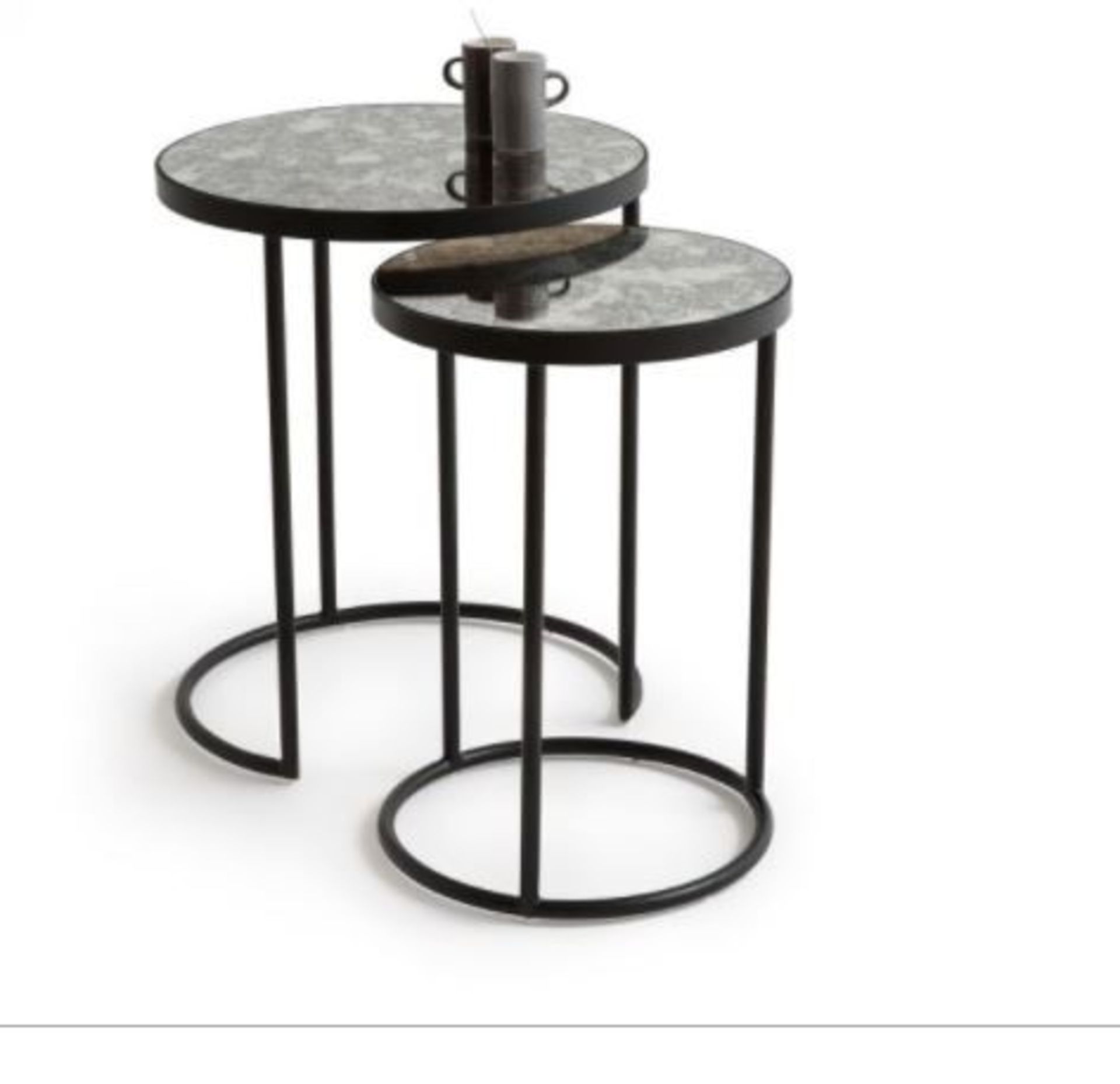 LA REDOUTE SEMI-ATTACHABLE LIPSTICK SIDE TABLE SET OF 2 BLACK