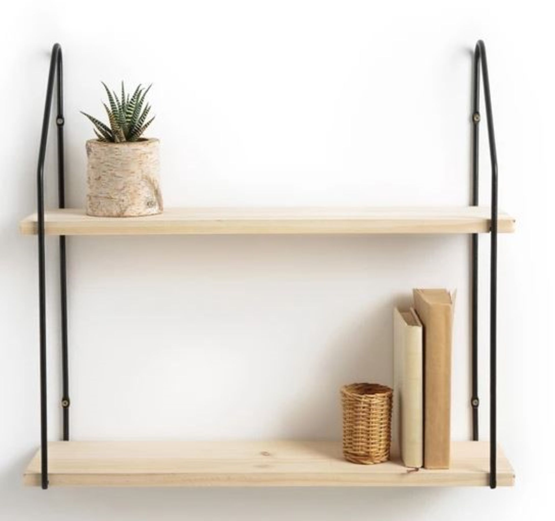 LA REDOUTE VINTO DOUBLE WALL SHELF IN PINE & METAL