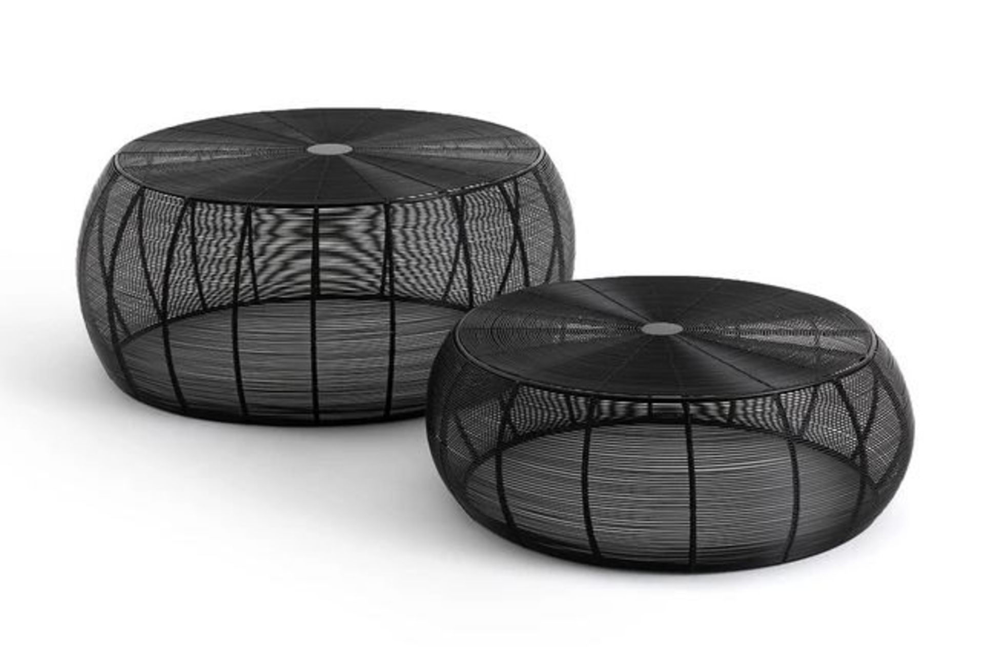 LA REDOUTE BANGOR WIRED STEEL ROUND COFFEE TABLES (SET OF 2)