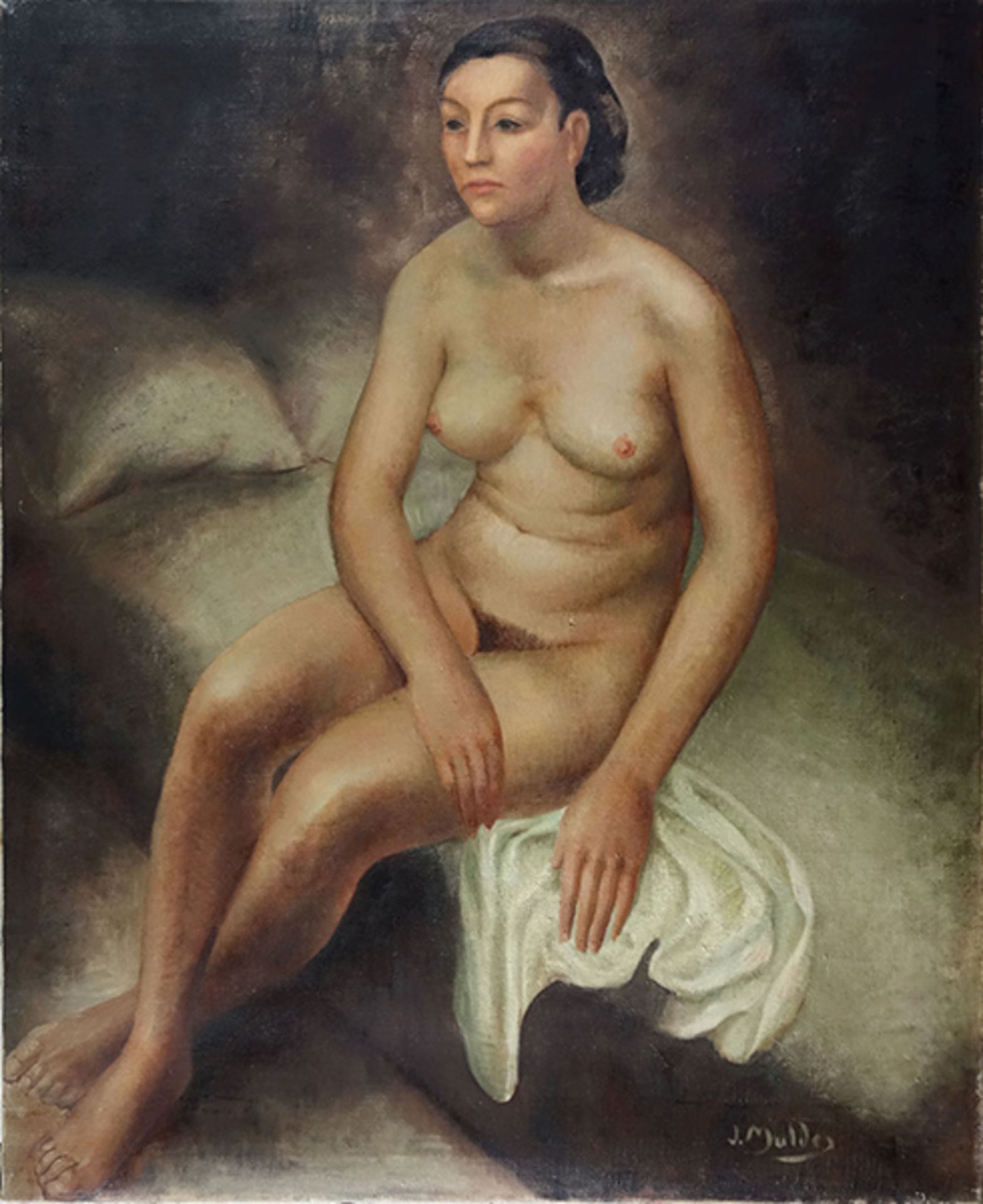 Sitzender weiblicher Akt (1940)Oil on canvas. Signed. Canvas slightly soiled.Mulder, JanÖl auf