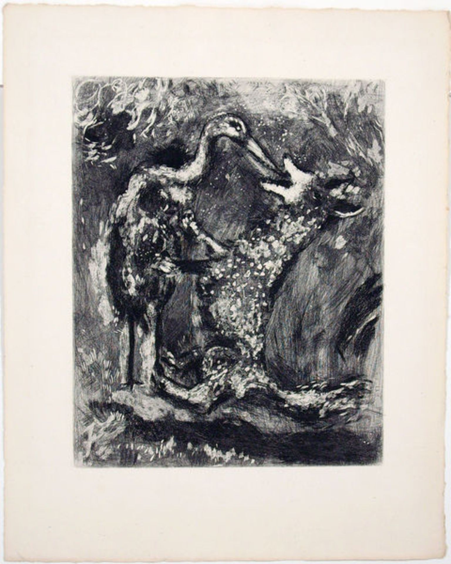 Le loup et la cigogne (1952)Etching on laid paper. From the series "Jean de La Fontaine, Fables",