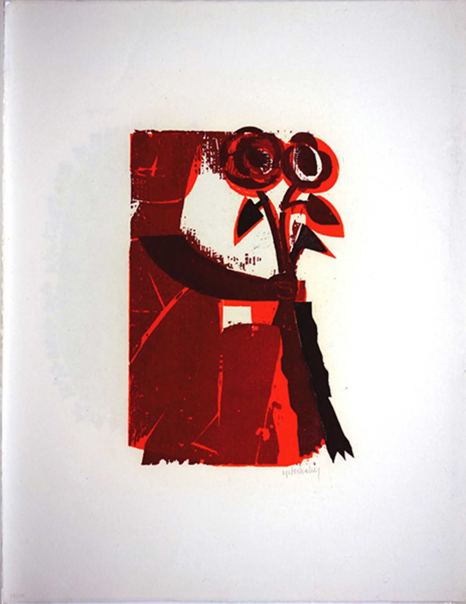 Für die Werkman-Stiftung der deutschen Drucker (1967)Woodcut in Red, Black and Orange on Japan Kochi