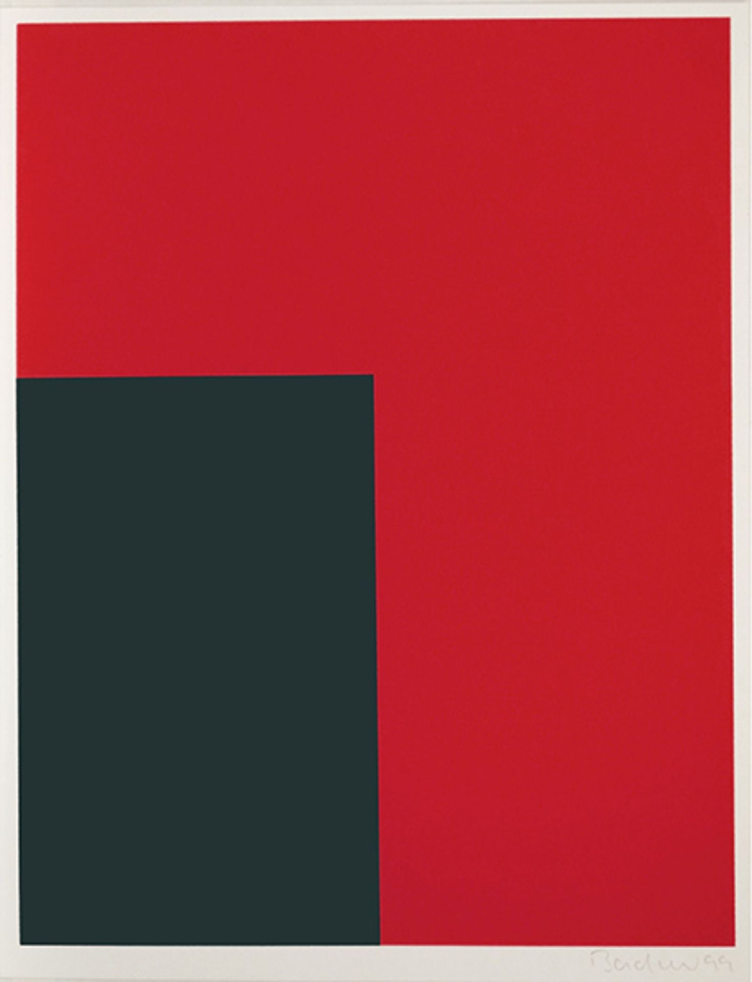 Ohne Titel (1999)Colour serigraphy in red and gray on hand made paper. Signed and dated. Sheet size: