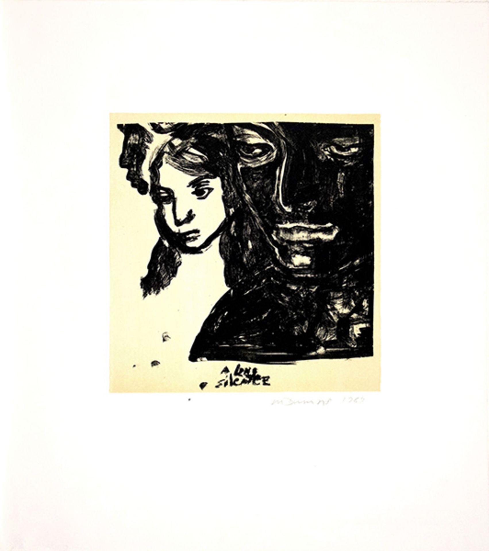 A long silence (1989)Lithograph on Zerkall paper. Signed and dated. Titled in the stone. Sheet size:
