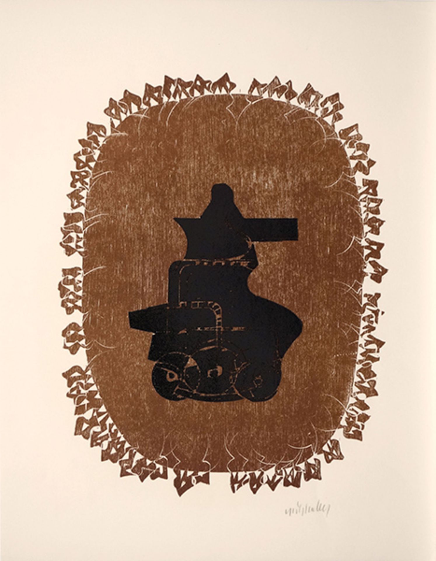Das Feld des Panzers (1971)Woodcut in Brown and Black on hand made paper. Signed. Sheet size: 47,0 x