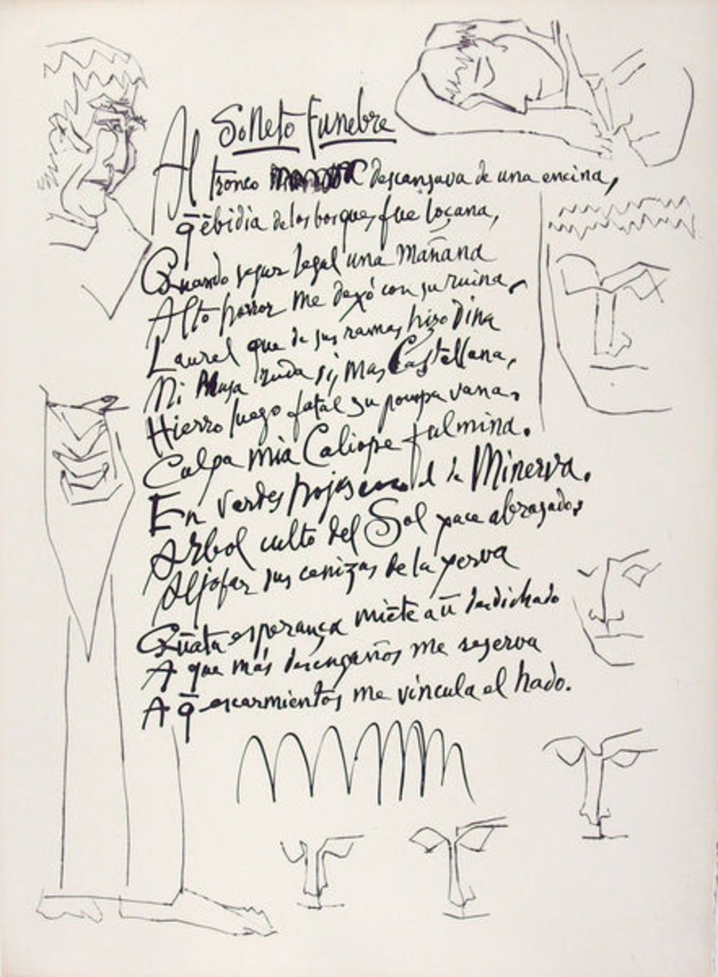 Blatt aus: Vingt Poèmes de Góngora (1948)Bloch 484. Baer 746. Cramer 51. Etching on Marais