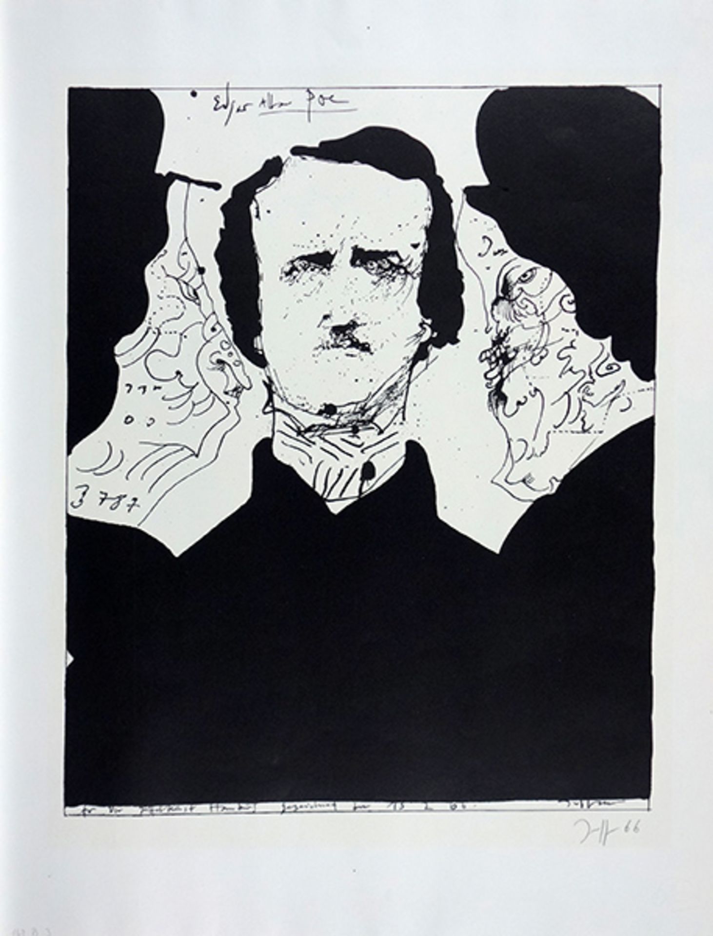 Janssen, Horst Lithographie auf Papier, 48,9 x 40,1 cm Edgar Allan Poe 13.2.1966 Kruglewsky 19.