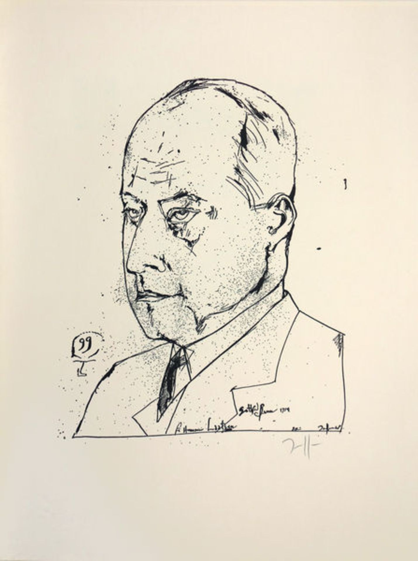 Janssen, Horst 2 Zinkographien auf Offsetpapier Gottfried Benn (1968), Georg Büchner/Hermann