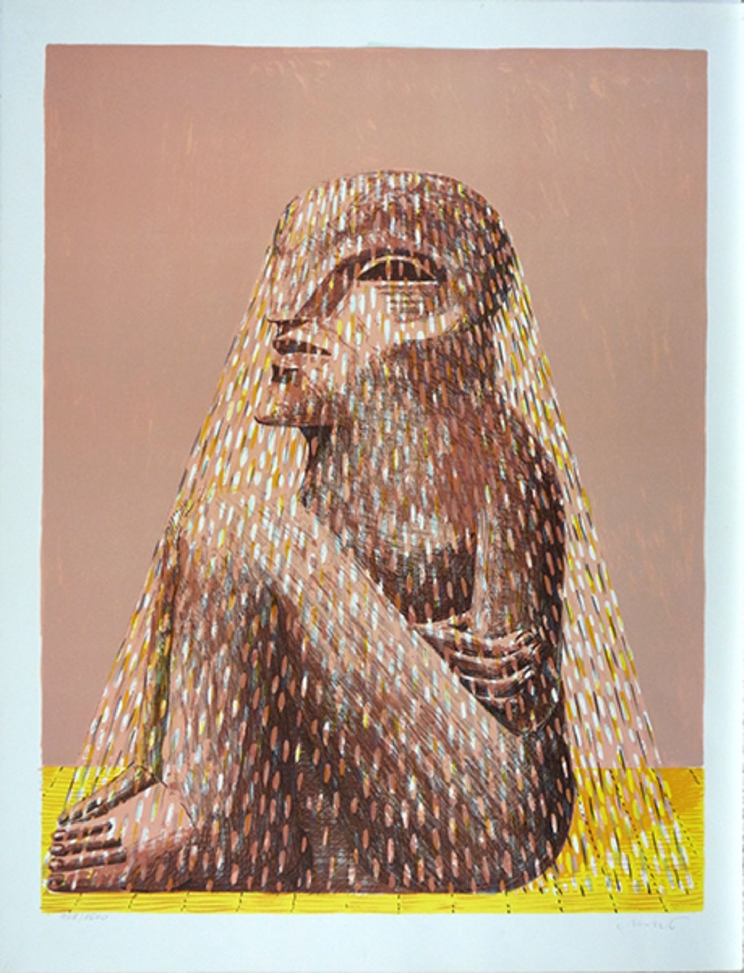 Antes, Horst Farblithographie auf Rives Bütten, 61,4 x 47,1 cm Sitzende Figur mit Schleier (1979)