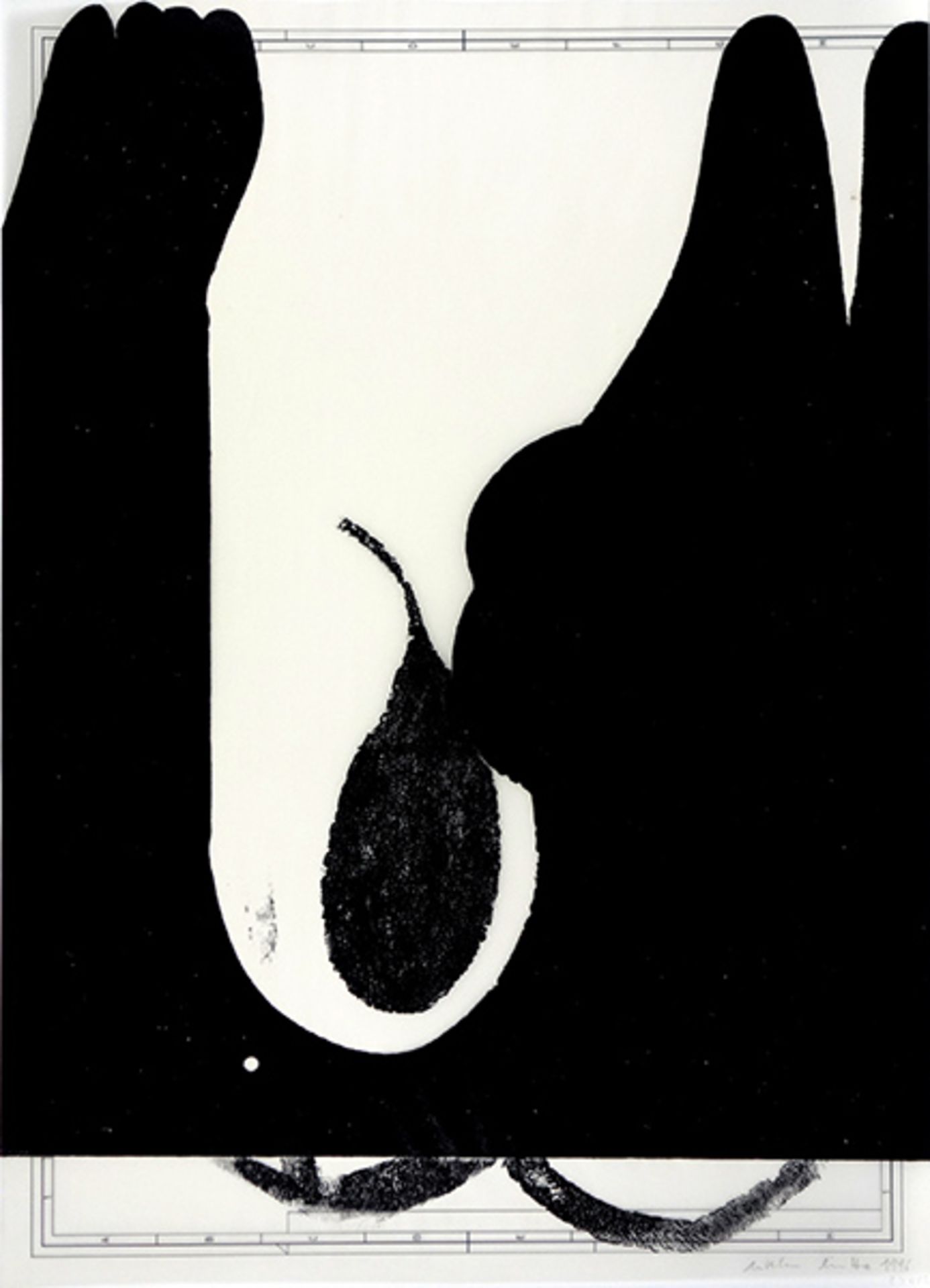 Cinetto, Nikolaus Holzdruck in Schwarz auf Transparentpapier, 62,3 x 45 cm Ohne Titel (1996)