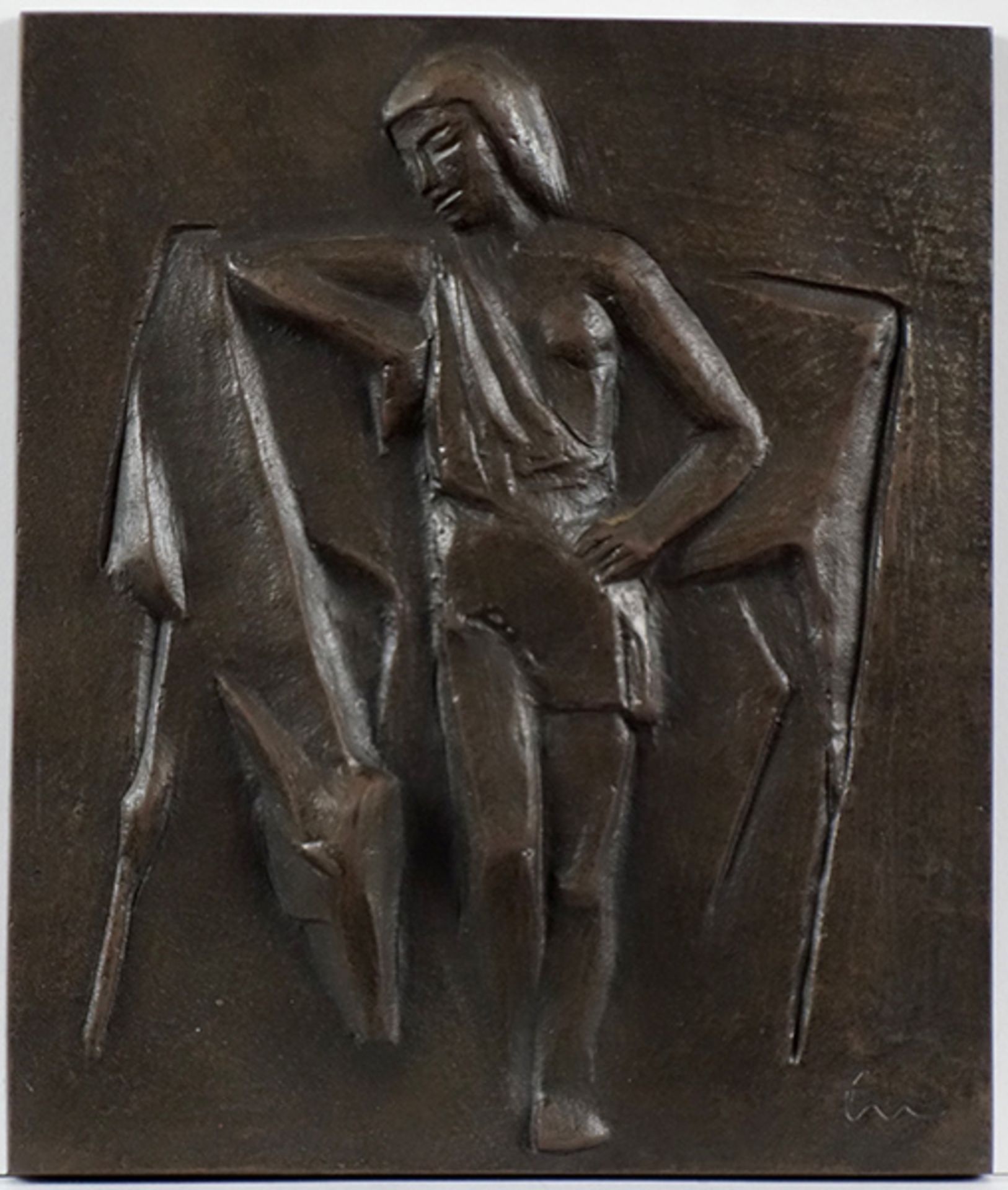 Melis, Fritz Paul Bronzehohlguss Relief, 17,5 x 14,5 x 1 cm Artemis Monogrammiert im Guss unten