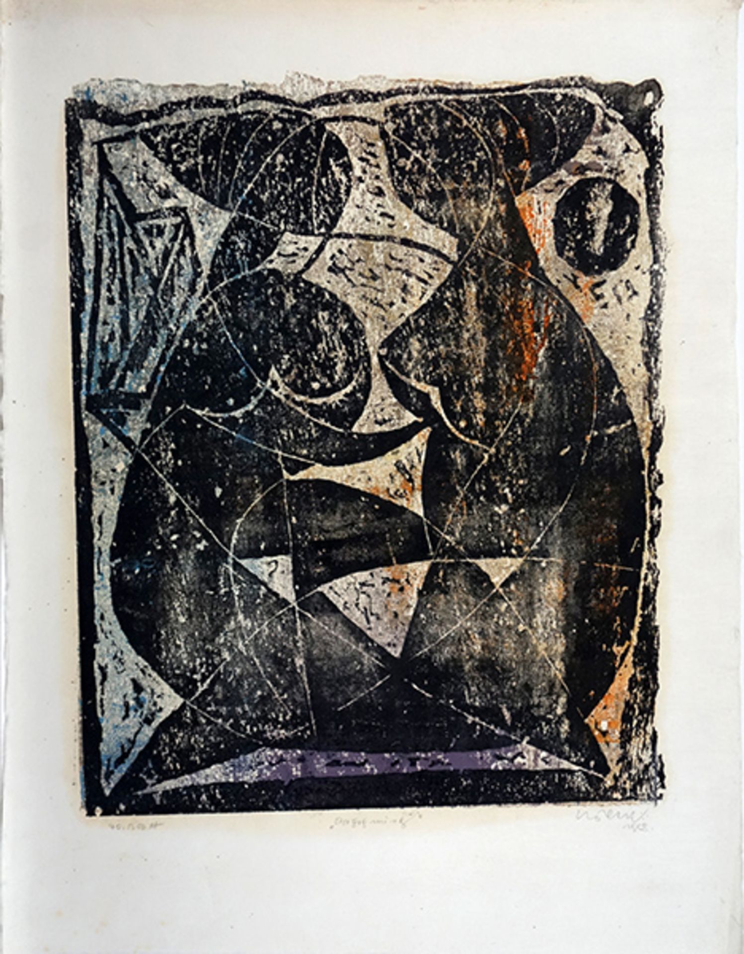 Felice, Herbert Farbiger Steinschnitt auf Japanbütten, 53,5 x 43,3 cm Begegnung (1958) Signiert,