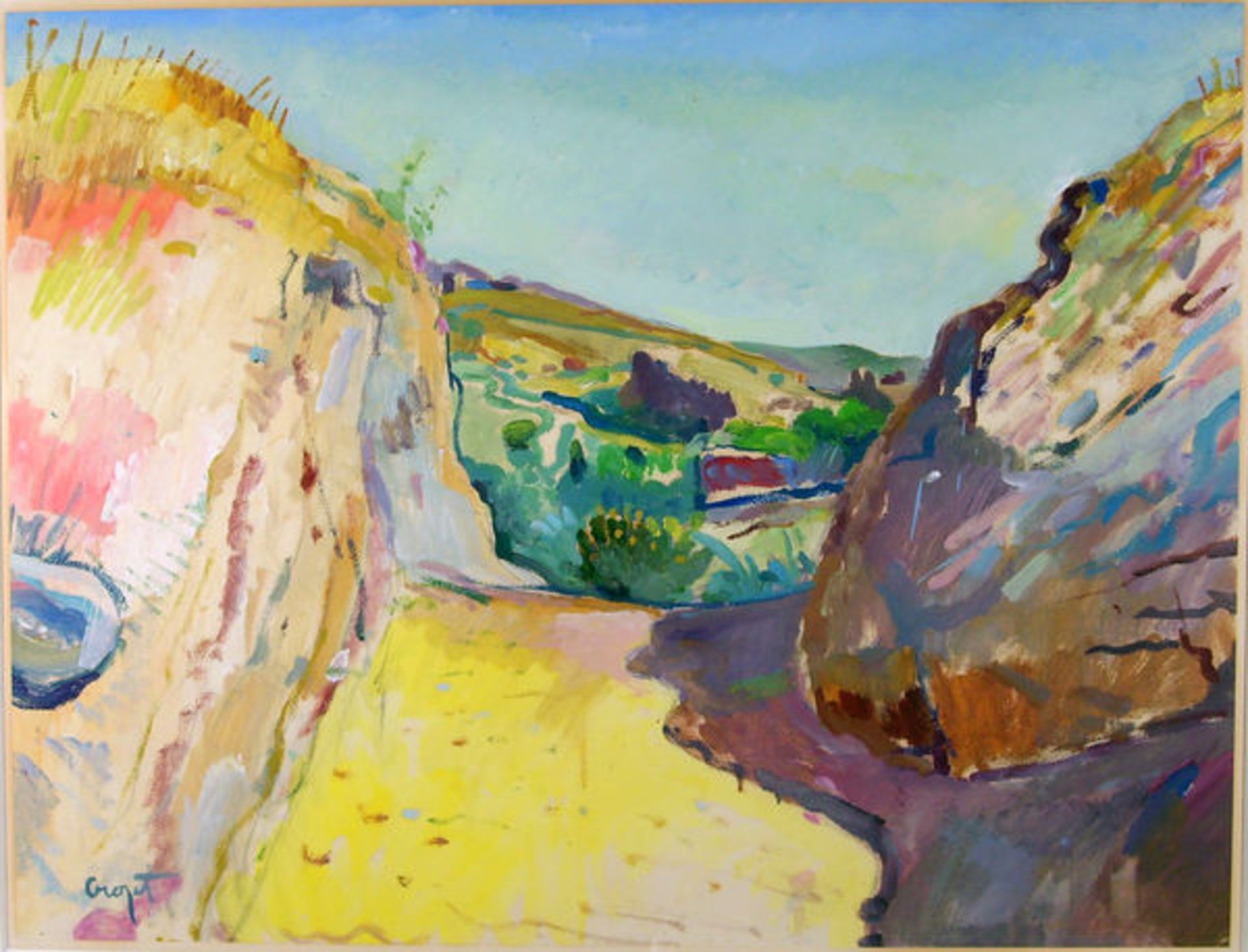 Crozet, Maurice Mischtechnik auf Papier, 47,8 x 61,6 cm Route des Mérinides à Fes - Maroc (1932)