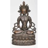 Bronze Tibet "Sitzende grüne Tara auf<