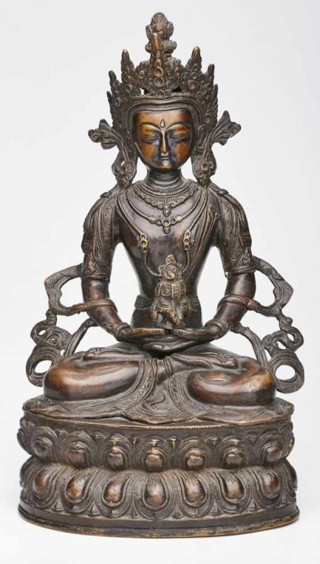 Bronze Tibet "Sitzende grüne Tara auf<