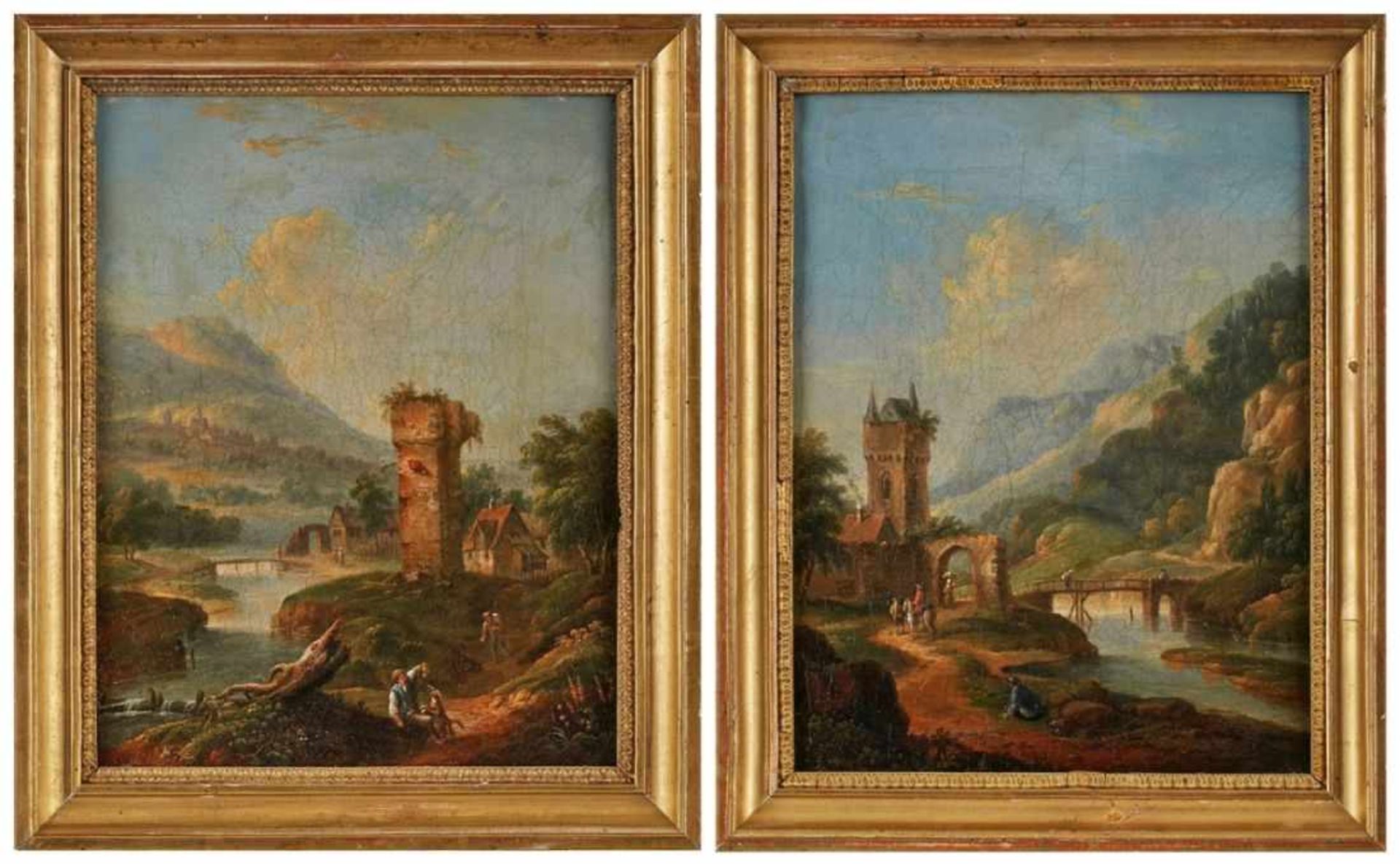 Paar Gemälde Landschaftsmaler 18. Jh.<